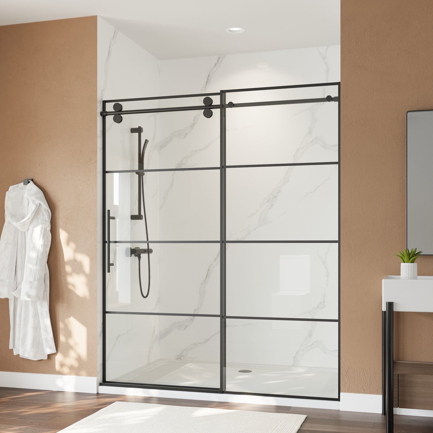 56-60" x 72" Single Sliding Shower Door with Tempered Glass Durable & Waterproof Perfect for Bathrooms