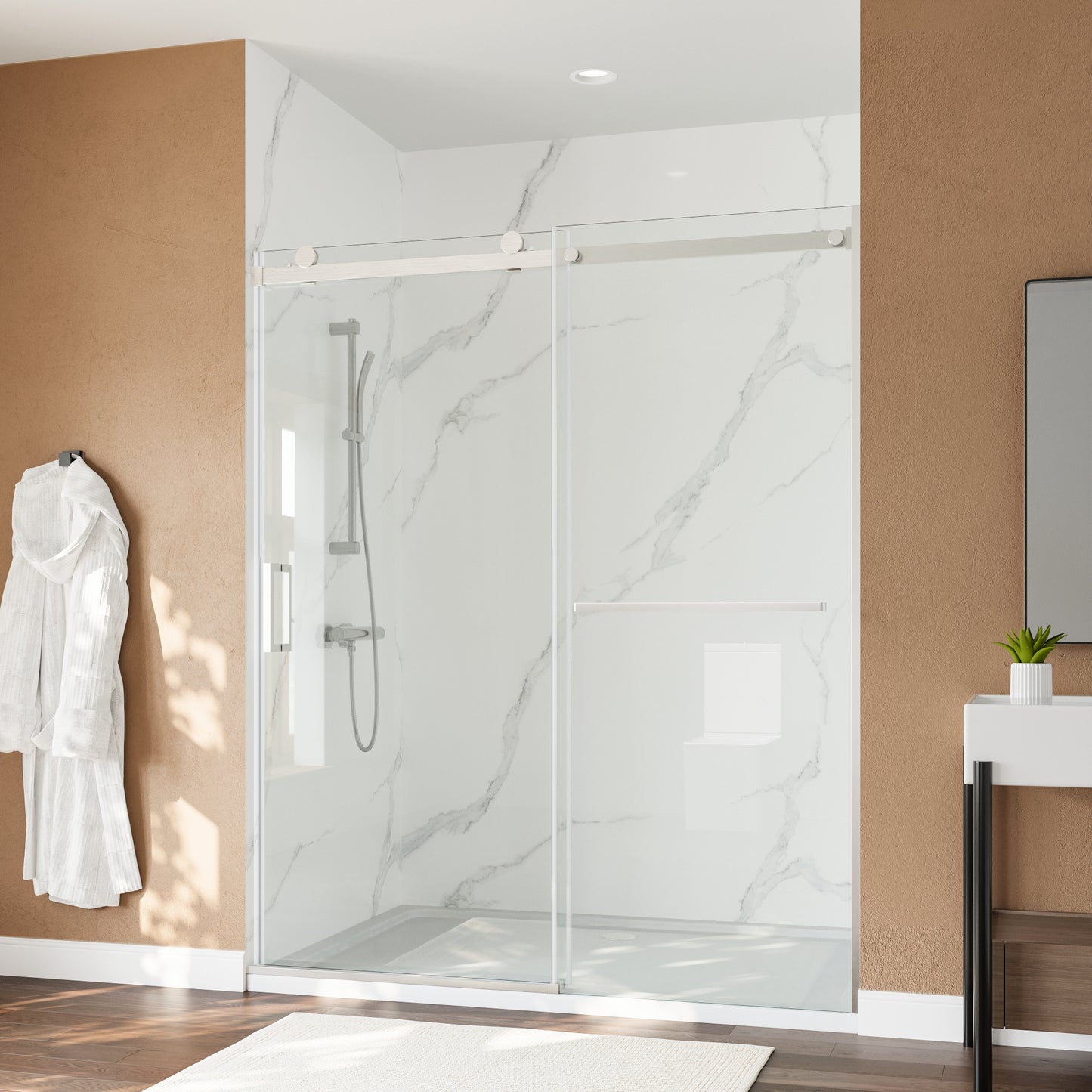 56-60" x 72" Single Sliding Shower Door with Tempered Glass Durable & Waterproof Perfect for Bathrooms