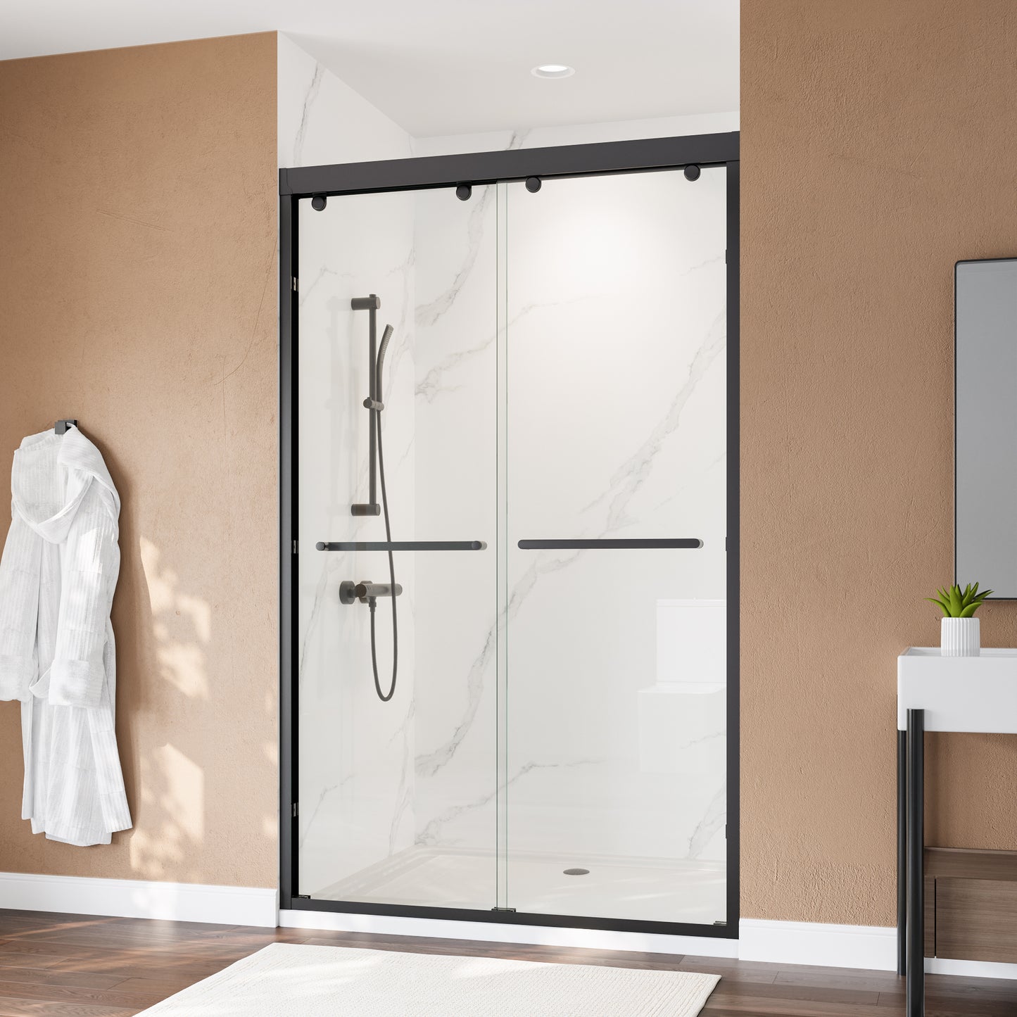 48" x 75" Double Sliding Shower Door with Tempered Glass Durable & Waterproof Perfect for Bathrooms