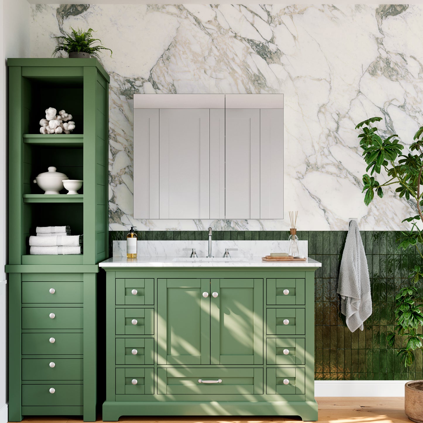 Double Door Premium Medicine Cabinet with Mirror – 36" x 30", Surface or Recessed Mount