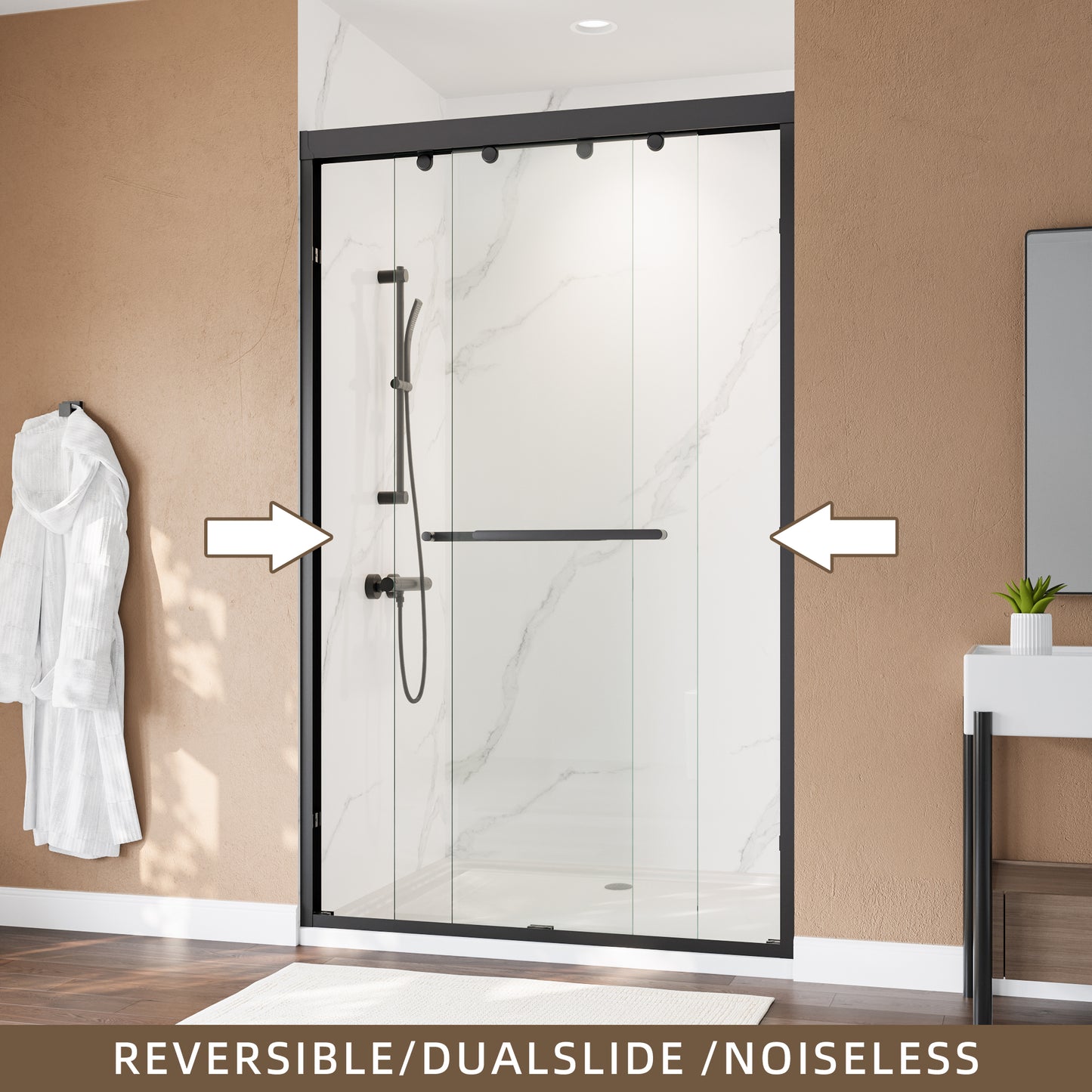 48" x 75" Double Sliding Shower Door with Tempered Glass Durable & Waterproof Perfect for Bathrooms
