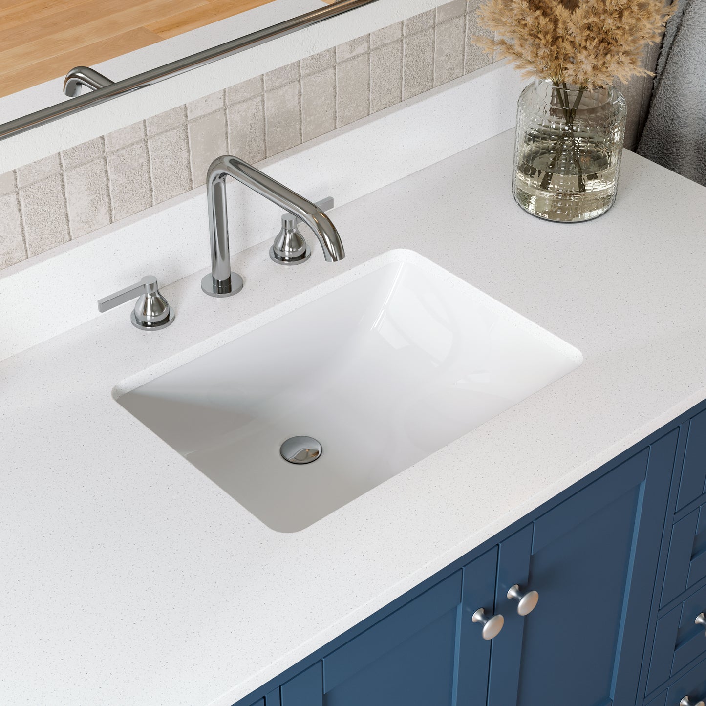 Solid Wood Frame Bathroom Vanity with Spacious Storage