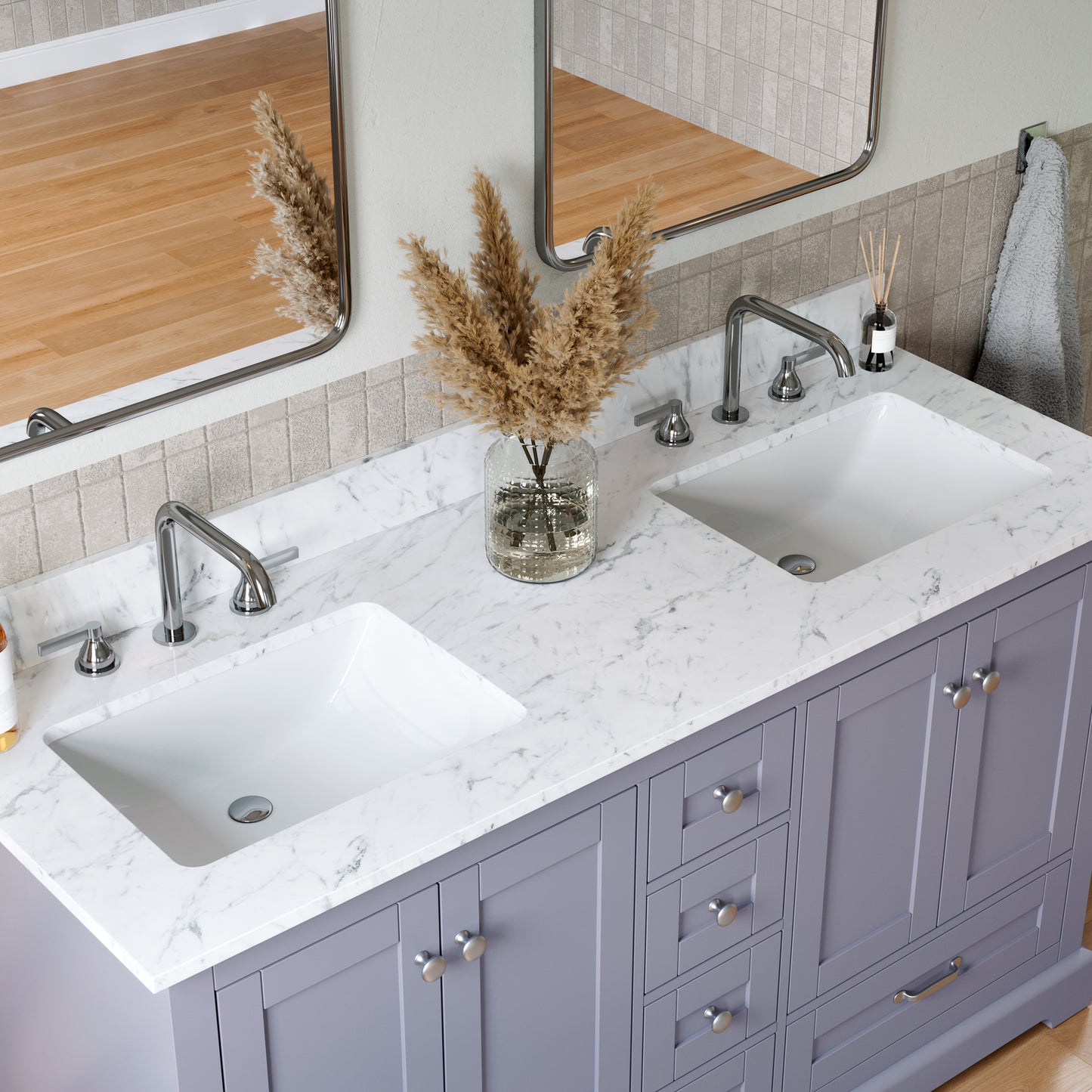 Solid Wood Frame Bathroom Vanity with Spacious Storage