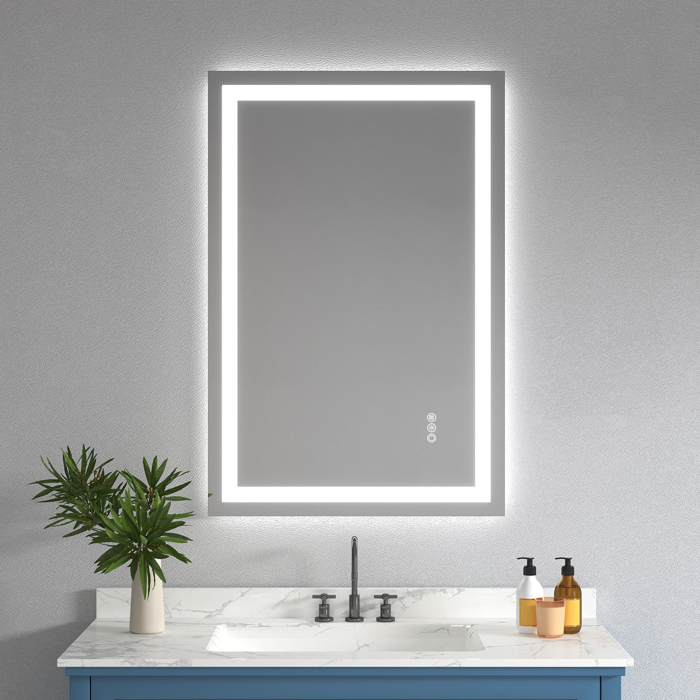 Wall Mounted LED Lighted Bathroom Mirror 24"x36", Anti-Fog, Memory Function, 3 Colors Dimmable