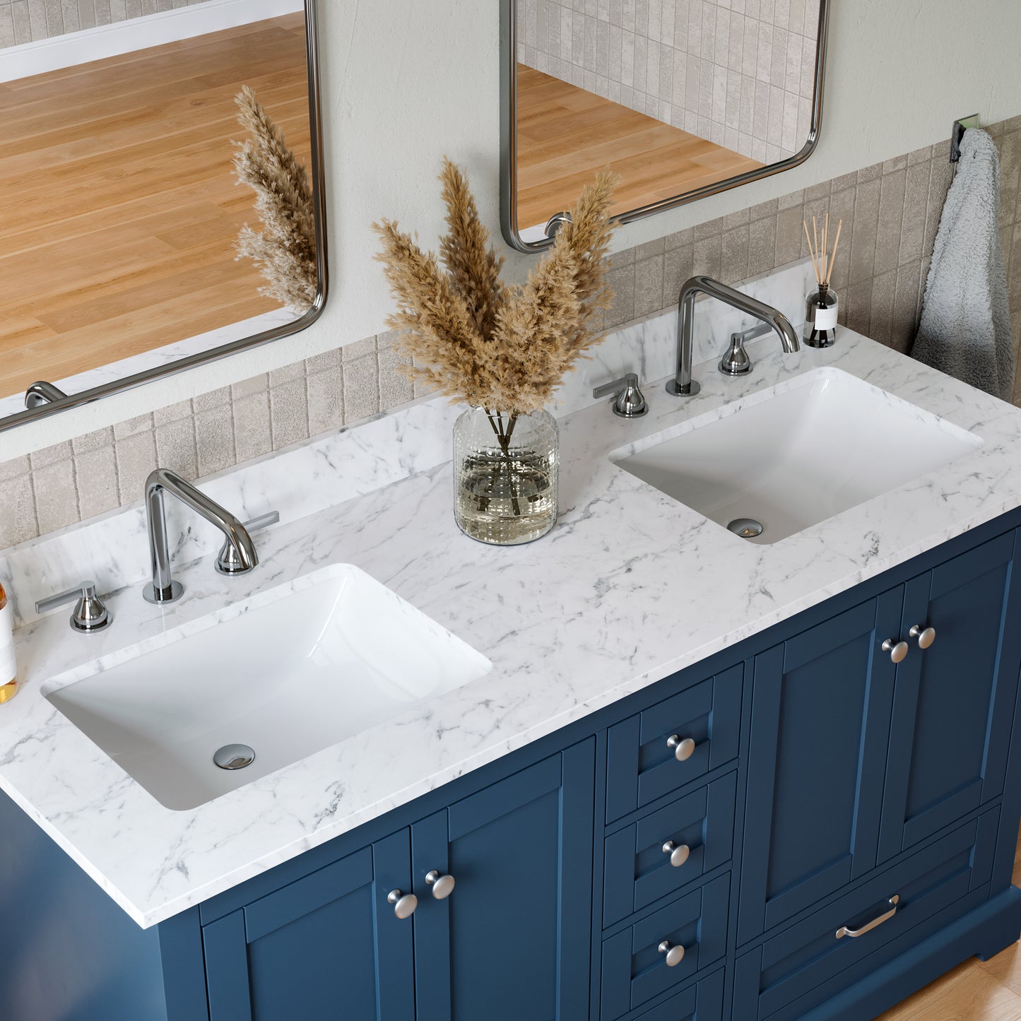 Solid Wood Frame Bathroom Vanity with Spacious Storage