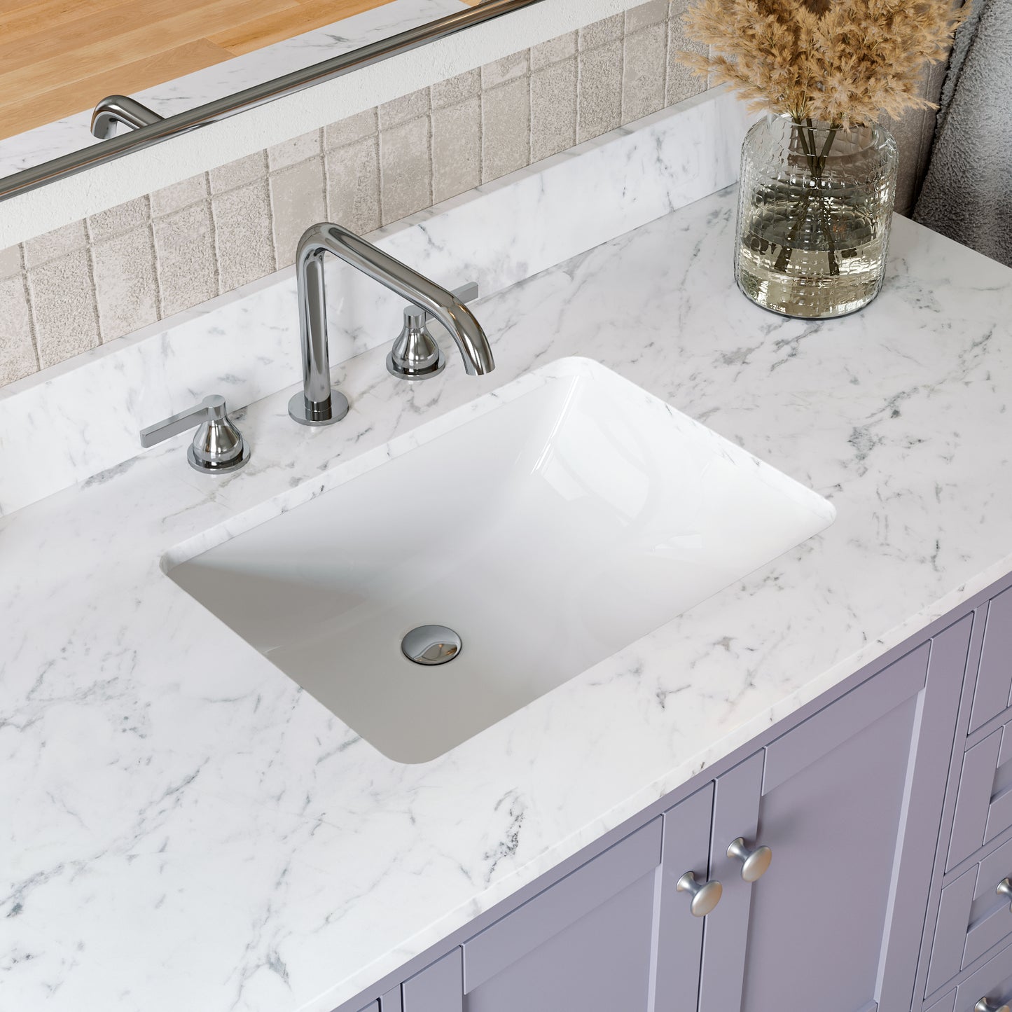 Solid Wood Frame Bathroom Vanity with Spacious Storage