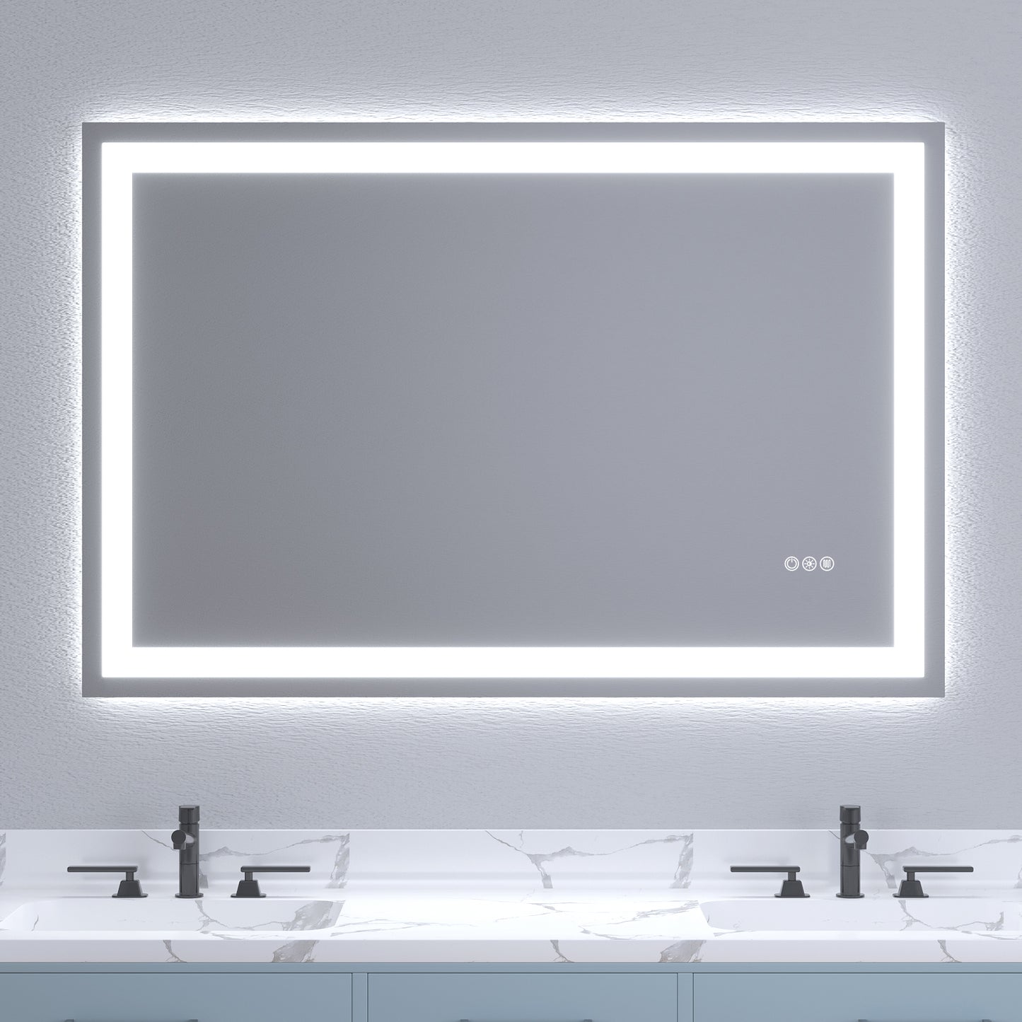 Wall Mounted LED Lighted Bathroom Mirror 48"x32", Anti-Fog, Memory Function, 3 Colors Dimmable