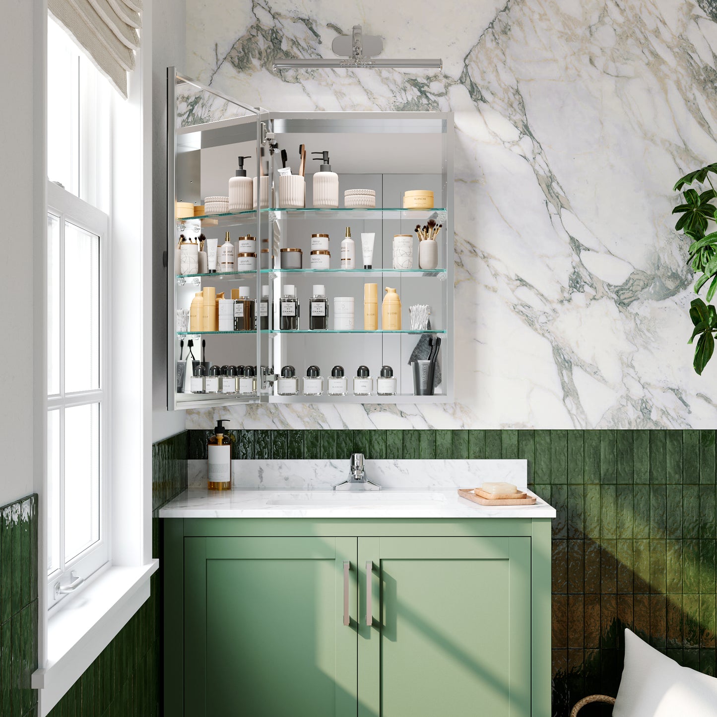 Premium Medicine Cabinet with Mirror – 20" x 30", Surface or Recessed Mount