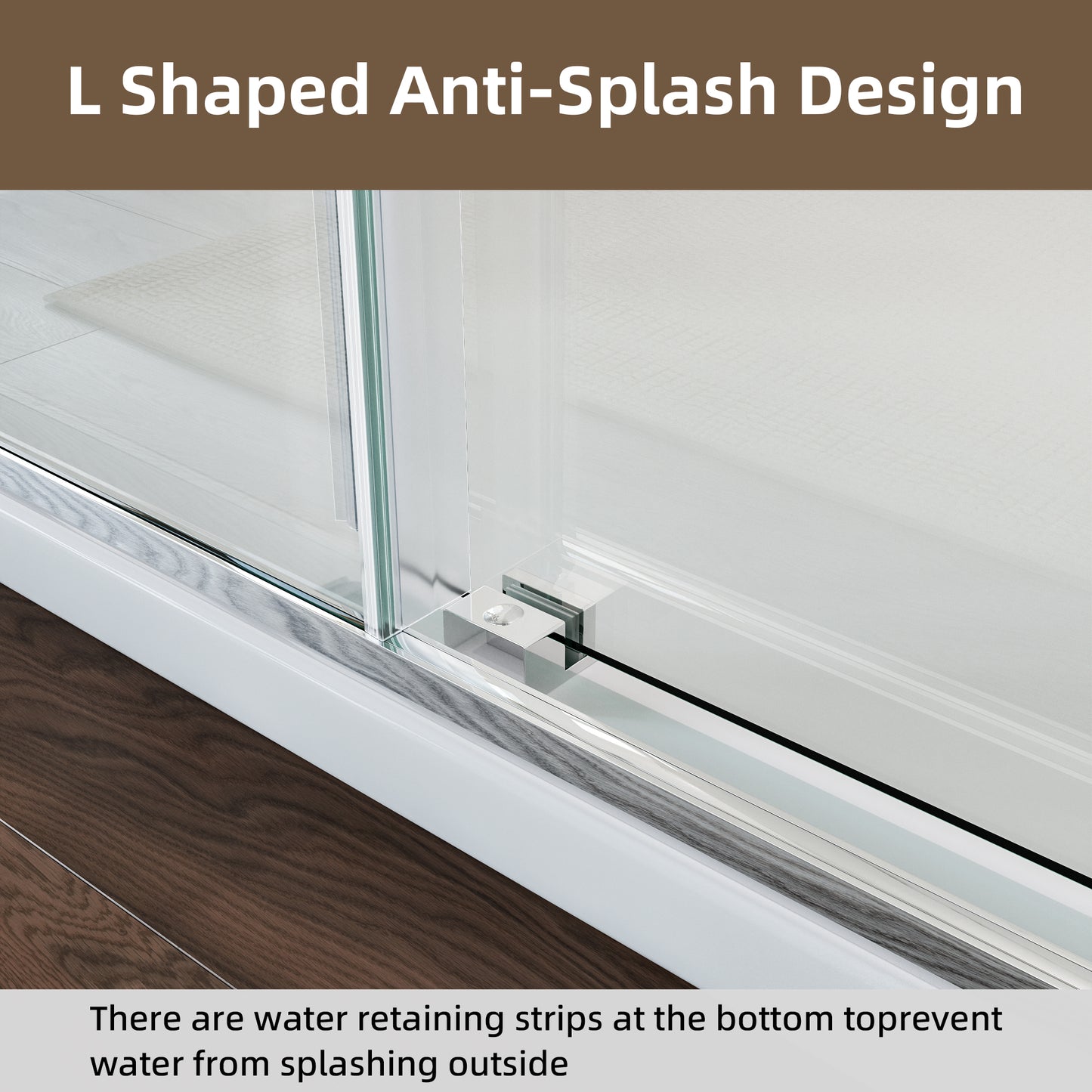 60" x 75" Semi-Framed Single Swing Shower Door with Tempered Glass Durable & Waterproof Perfect for Bathrooms