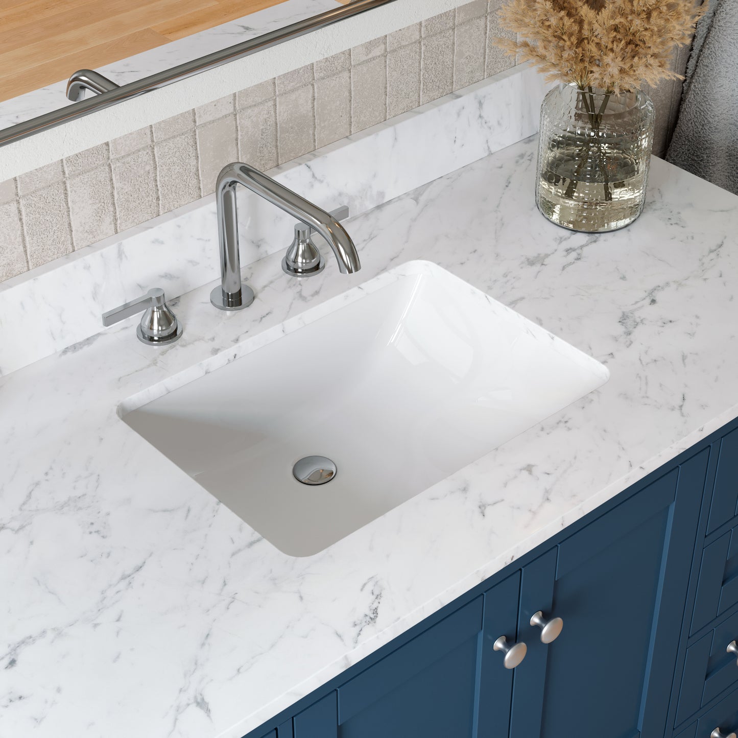 Solid Wood Frame Bathroom Vanity with Spacious Storage