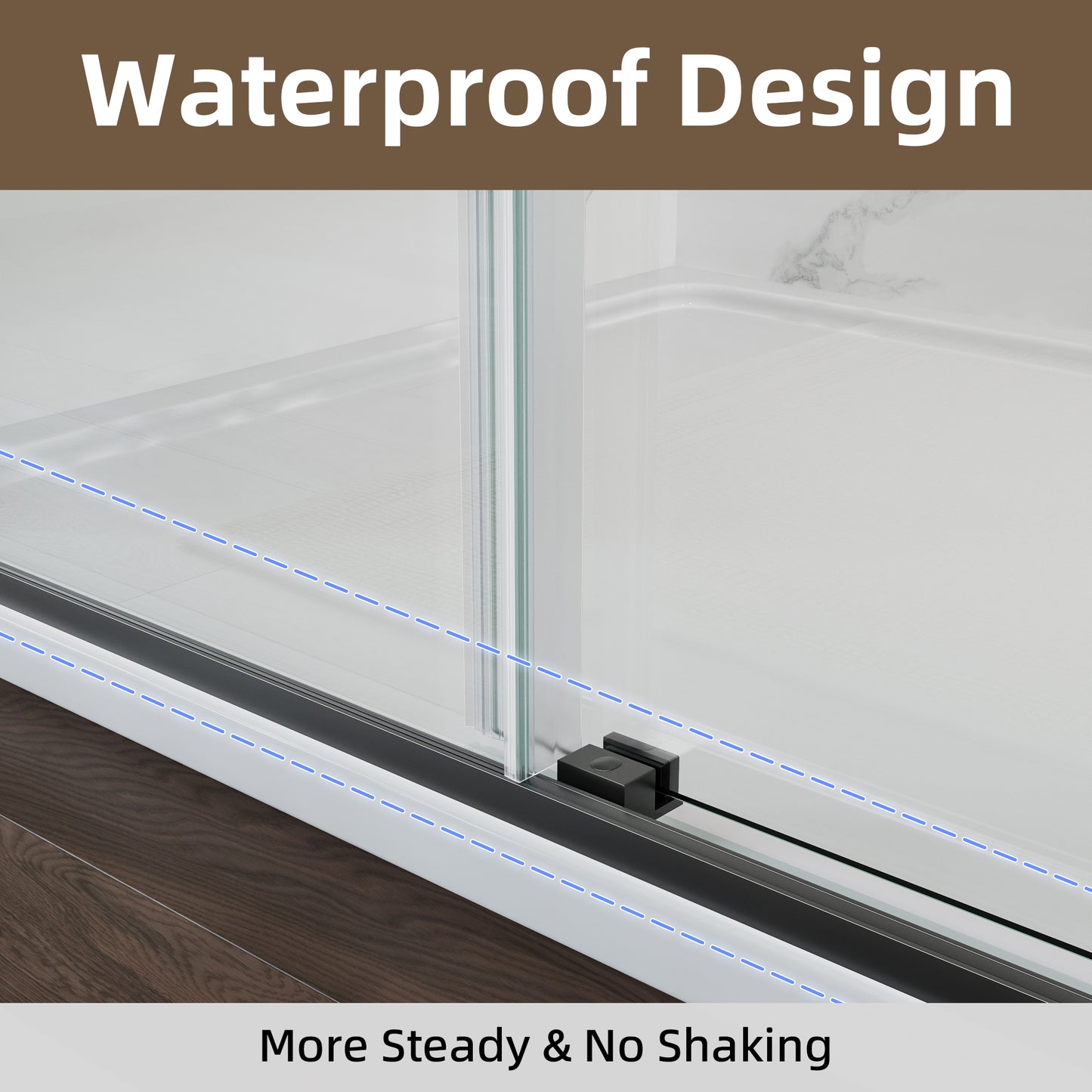 60" x 75" Semi-Framed Single Swing Shower Door with Tempered Glass Durable & Waterproof Perfect for Bathrooms