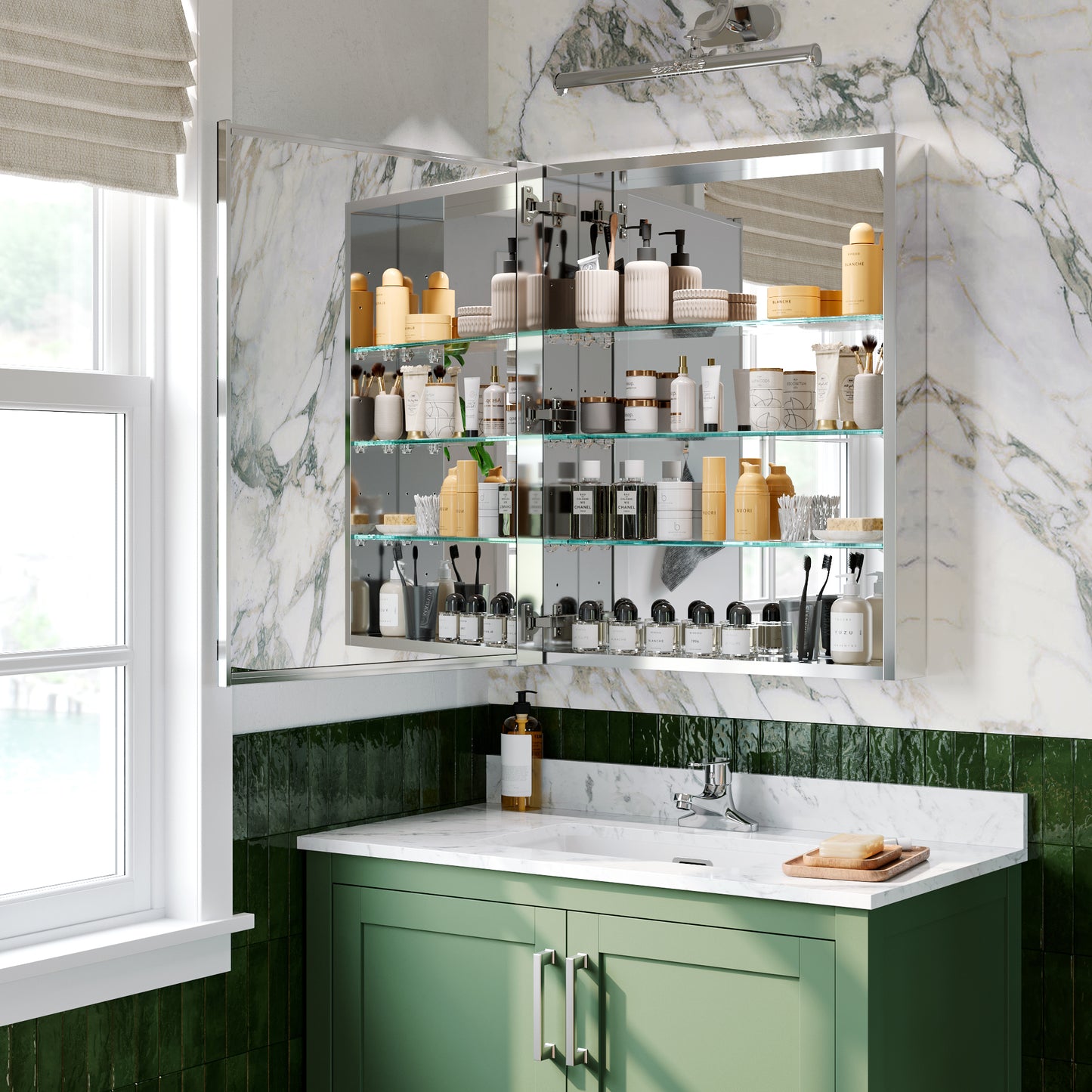 Premium Medicine Cabinet with Mirror – 24" x 30", Surface or Recessed Mount