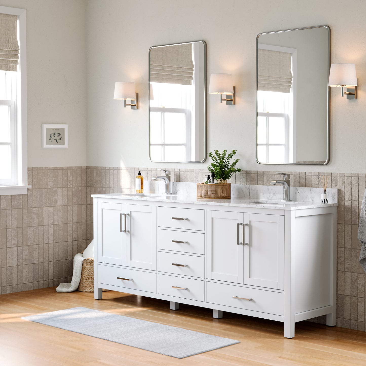 Solid Wood Frame Bathroom Vanity with Spacious Storage
