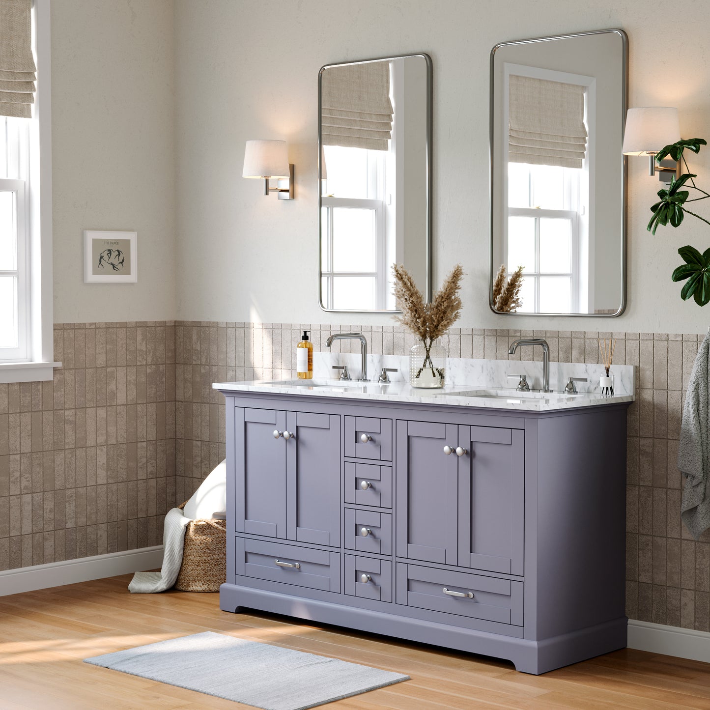 Solid Wood Frame Bathroom Vanity with Spacious Storage