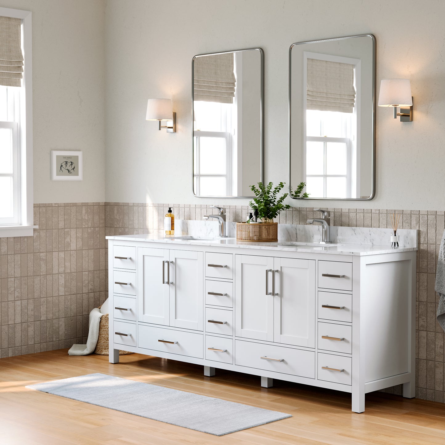 Solid Wood Frame Bathroom Vanity with Spacious Storage