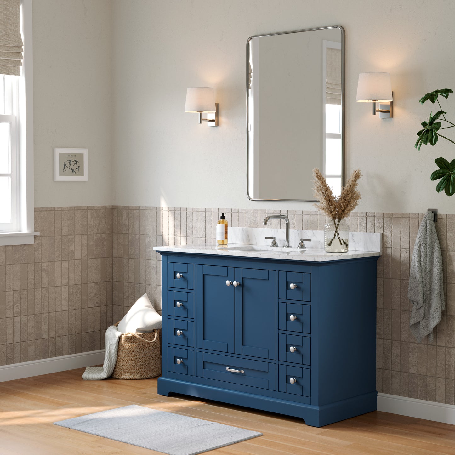 Solid Wood Frame Bathroom Vanity with Spacious Storage