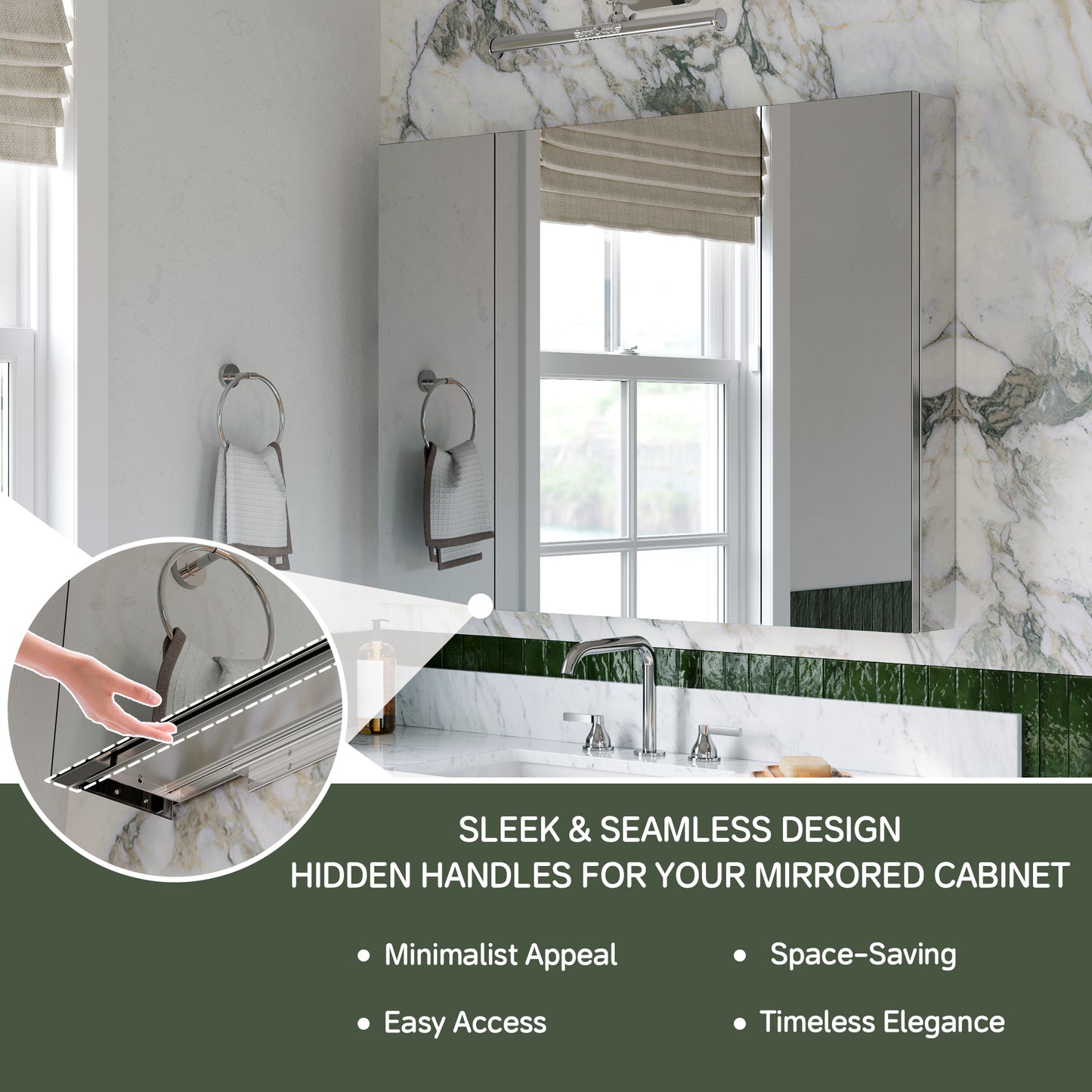 Triple Door Premium Medicine Cabinet with Mirror – 40" x 30", Surface or Recessed Mount