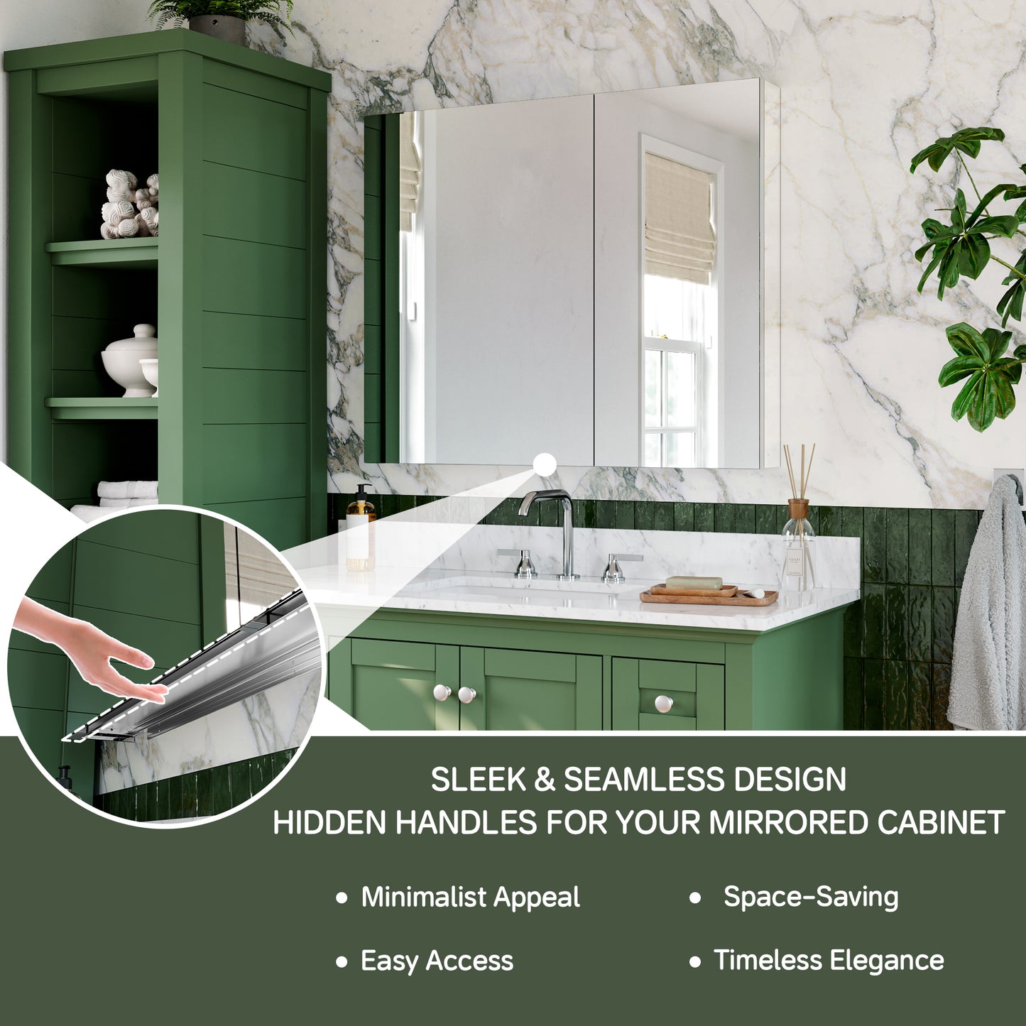 Double Door Premium Medicine Cabinet with Mirror – 36" x 30", Surface or Recessed Mount