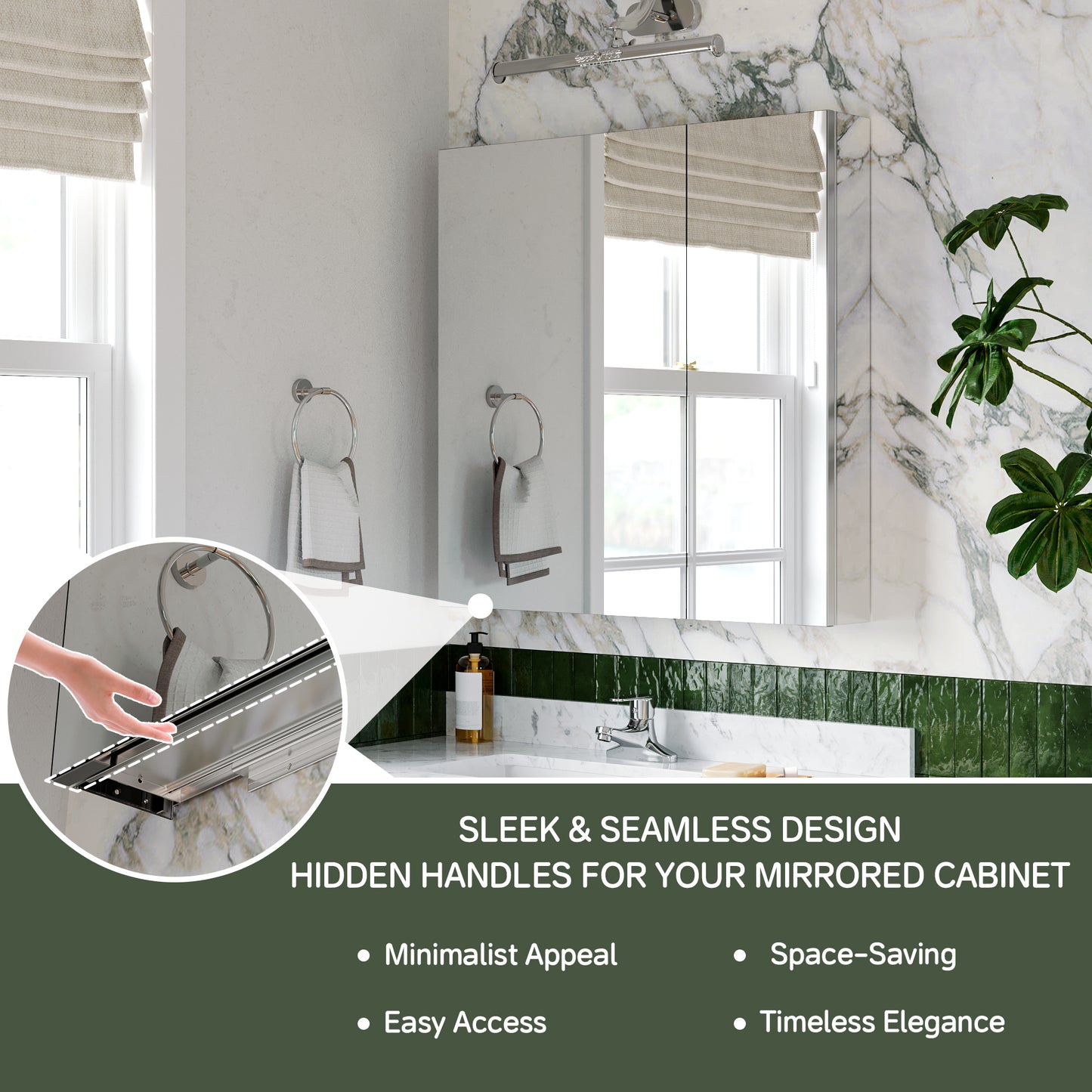 Double Door Premium Medicine Cabinet with Mirror – 30" x 30", Surface or Recessed Mount