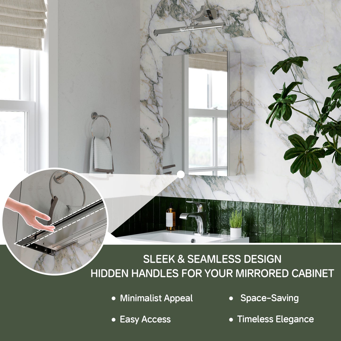 Premium Medicine Cabinet with Mirror – 16" x 24", Surface or Recessed Mount