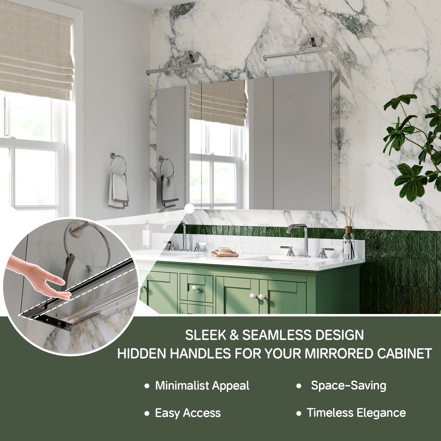 Triple Door Premium Medicine Cabinet with Mirror – 48" x 30", Surface or Recessed Mount