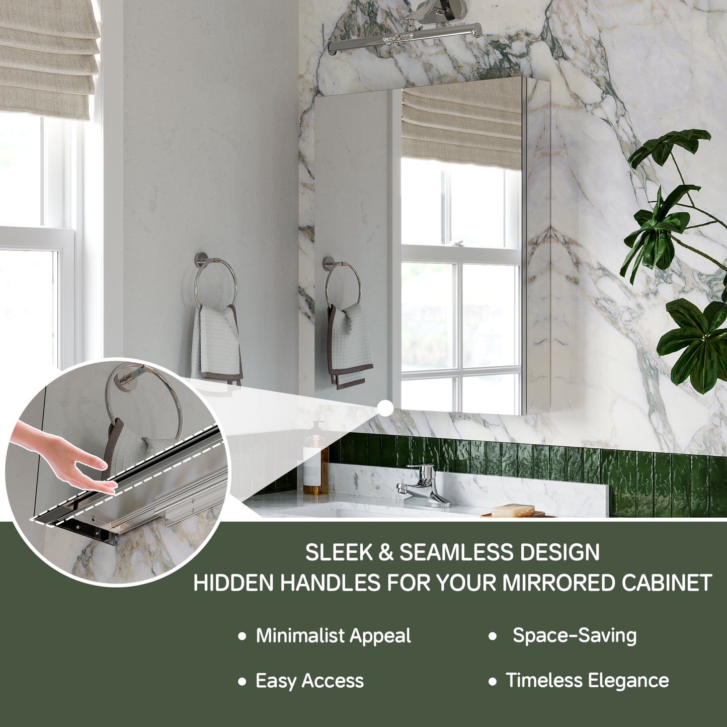 Premium Medicine Cabinet with Mirror – 24" x 30", Surface or Recessed Mount