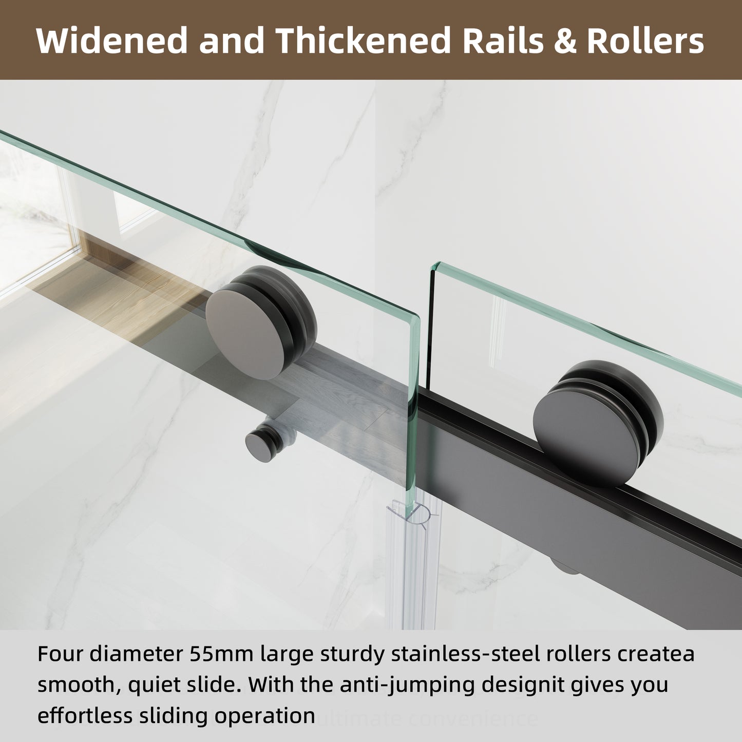 60" x 75" Frameless Double Sliding Shower Door with Tempered Glass Durable & Waterproof Perfect for Bathrooms