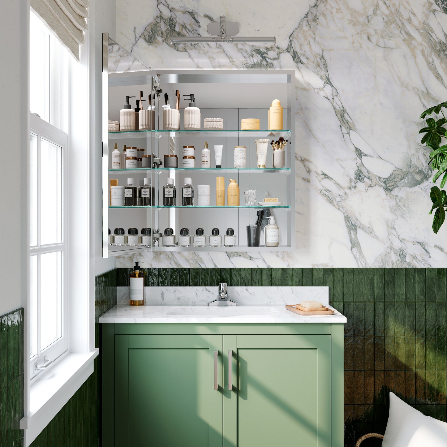 Premium Medicine Cabinet with Mirror – 24" x 30", Surface or Recessed Mount