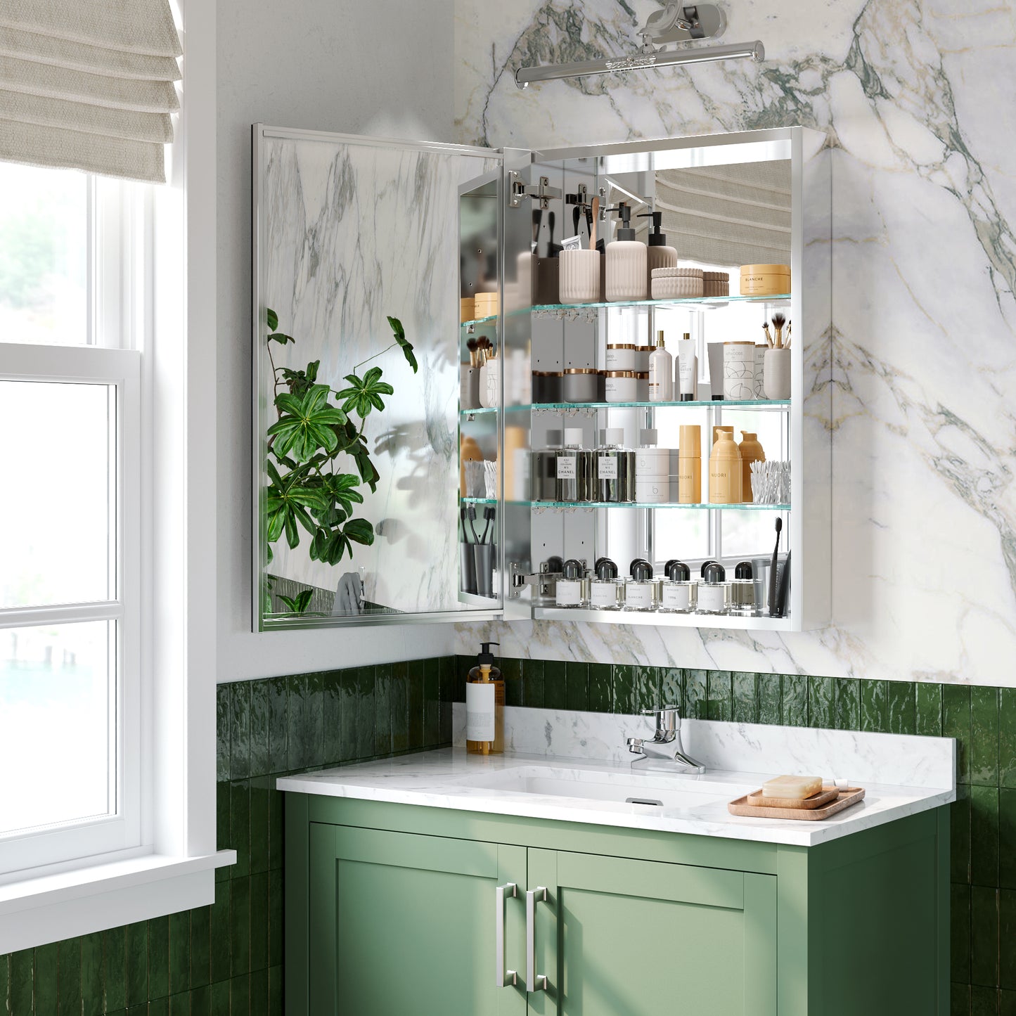 Premium Medicine Cabinet with Mirror – 20" x 30", Surface or Recessed Mount