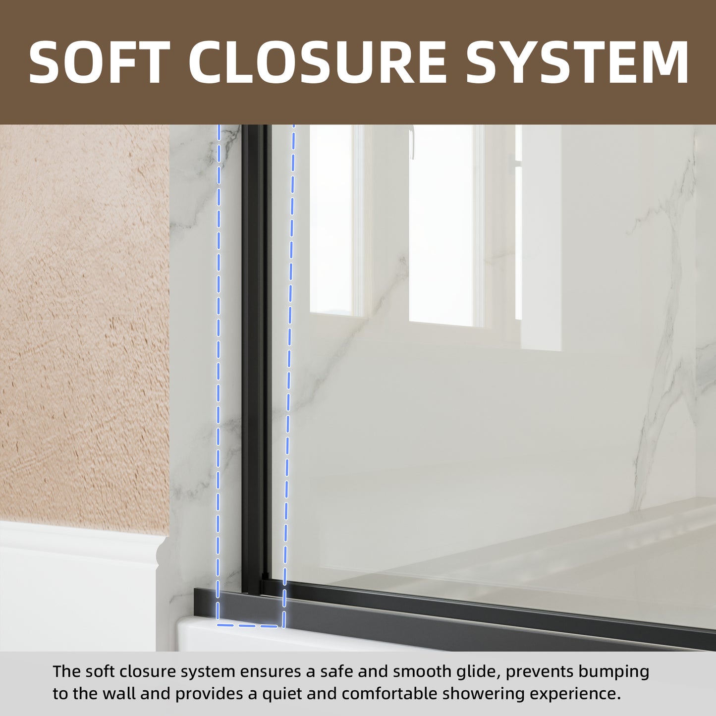 56-60" x 72" Single Sliding Shower Door with Tempered Glass Durable & Waterproof Perfect for Bathrooms