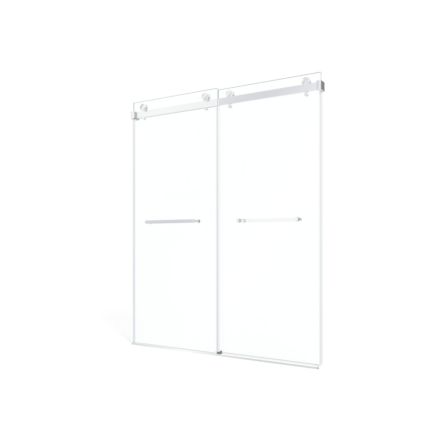 60" x 75" Frameless Double Sliding Shower Door with Tempered Glass Durable & Waterproof Perfect for Bathrooms