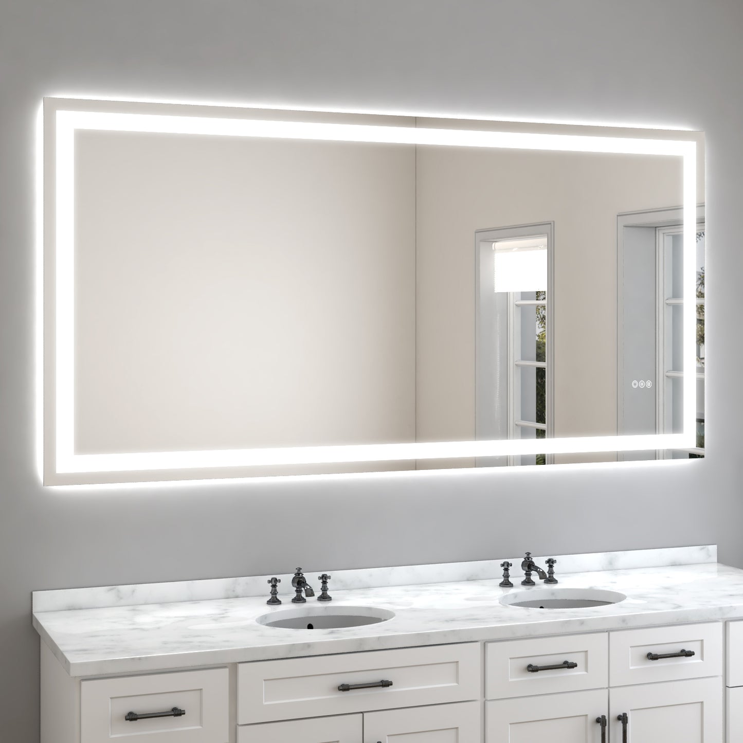 Wall Mounted LED Lighted Bathroom Mirror 72"x36", Anti-Fog, Memory Function, 3 Colors Dimmable