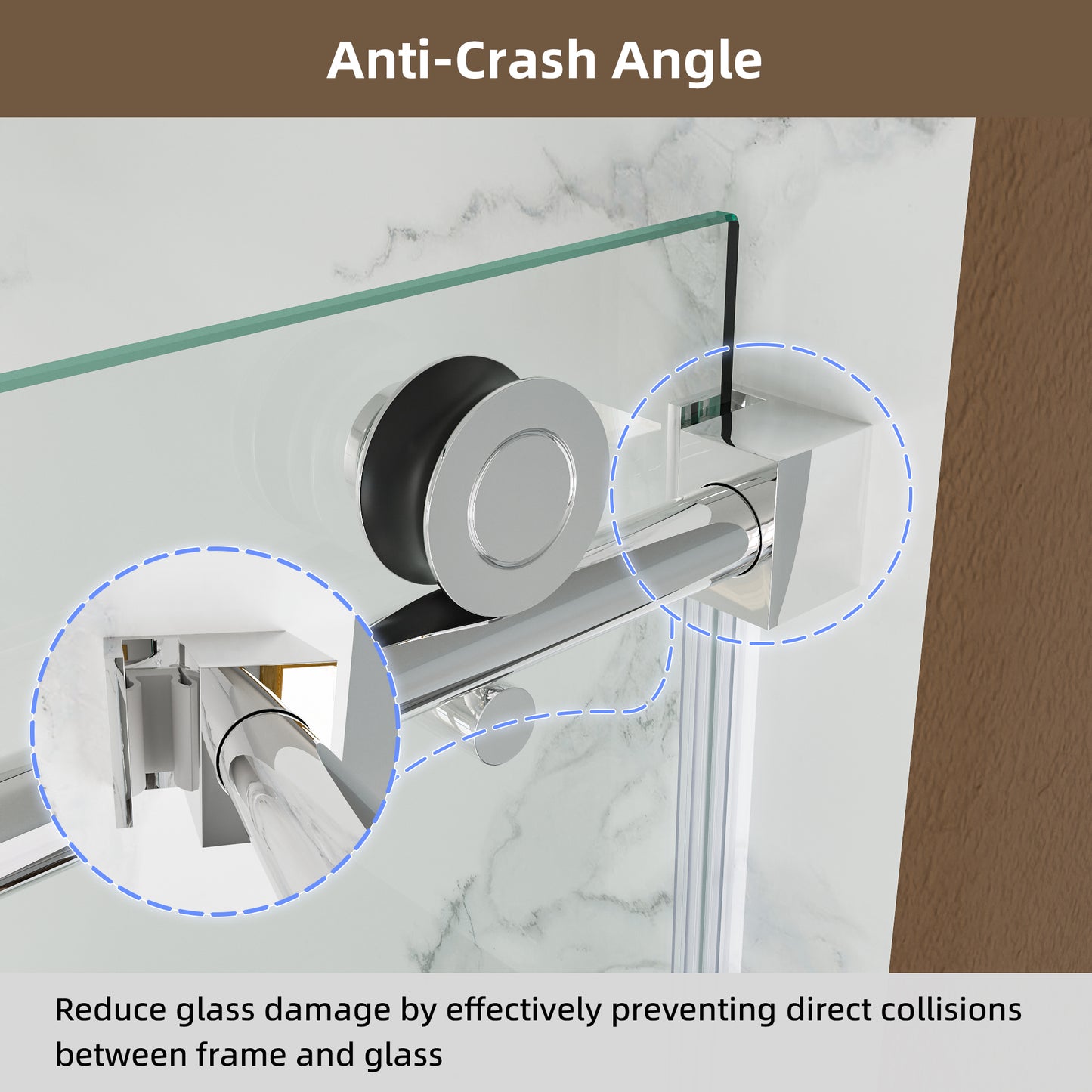 60" x 75" Semi-Framed Single Swing Shower Door with Tempered Glass Durable & Waterproof Perfect for Bathrooms