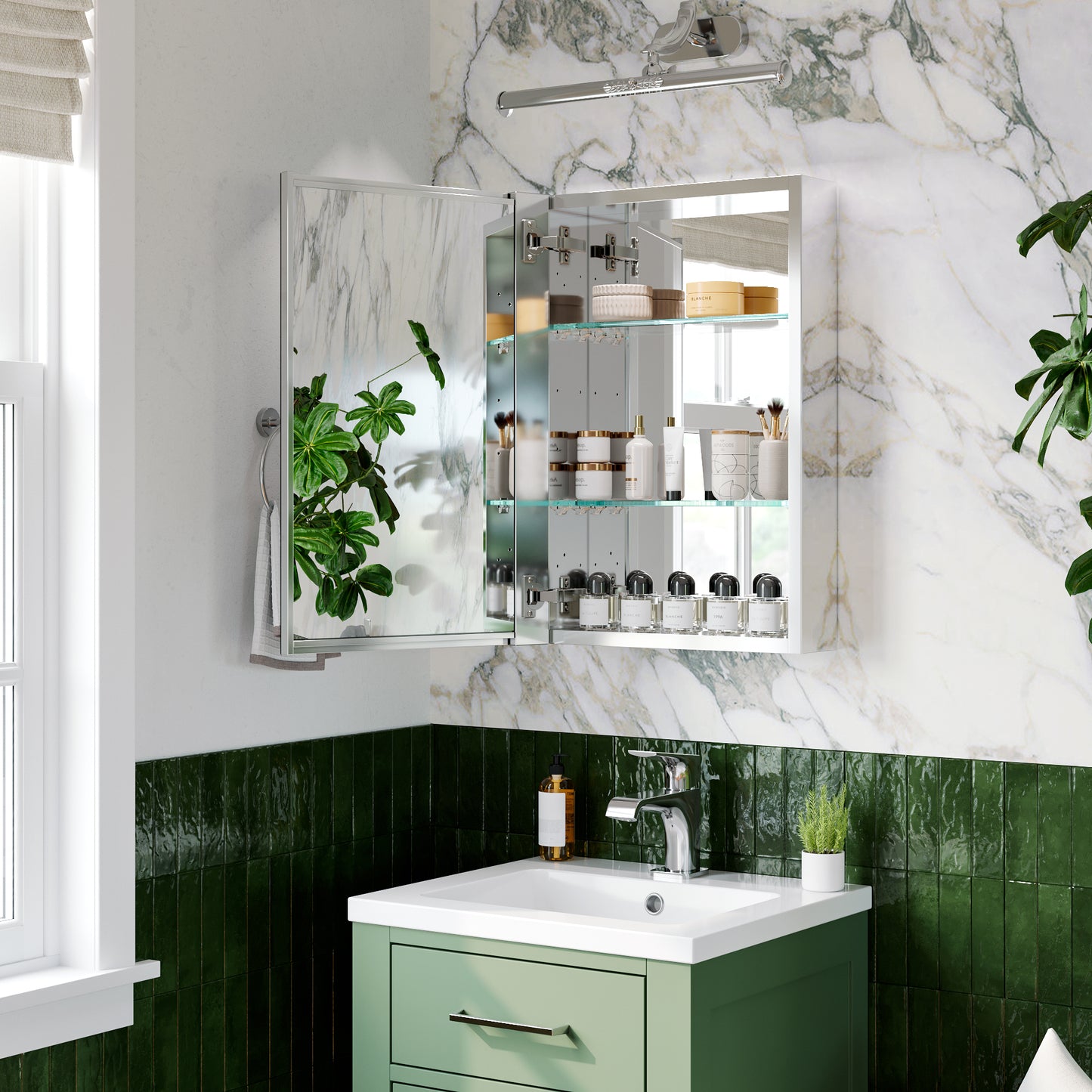 Premium Medicine Cabinet with Mirror – 16" x 24", Surface or Recessed Mount