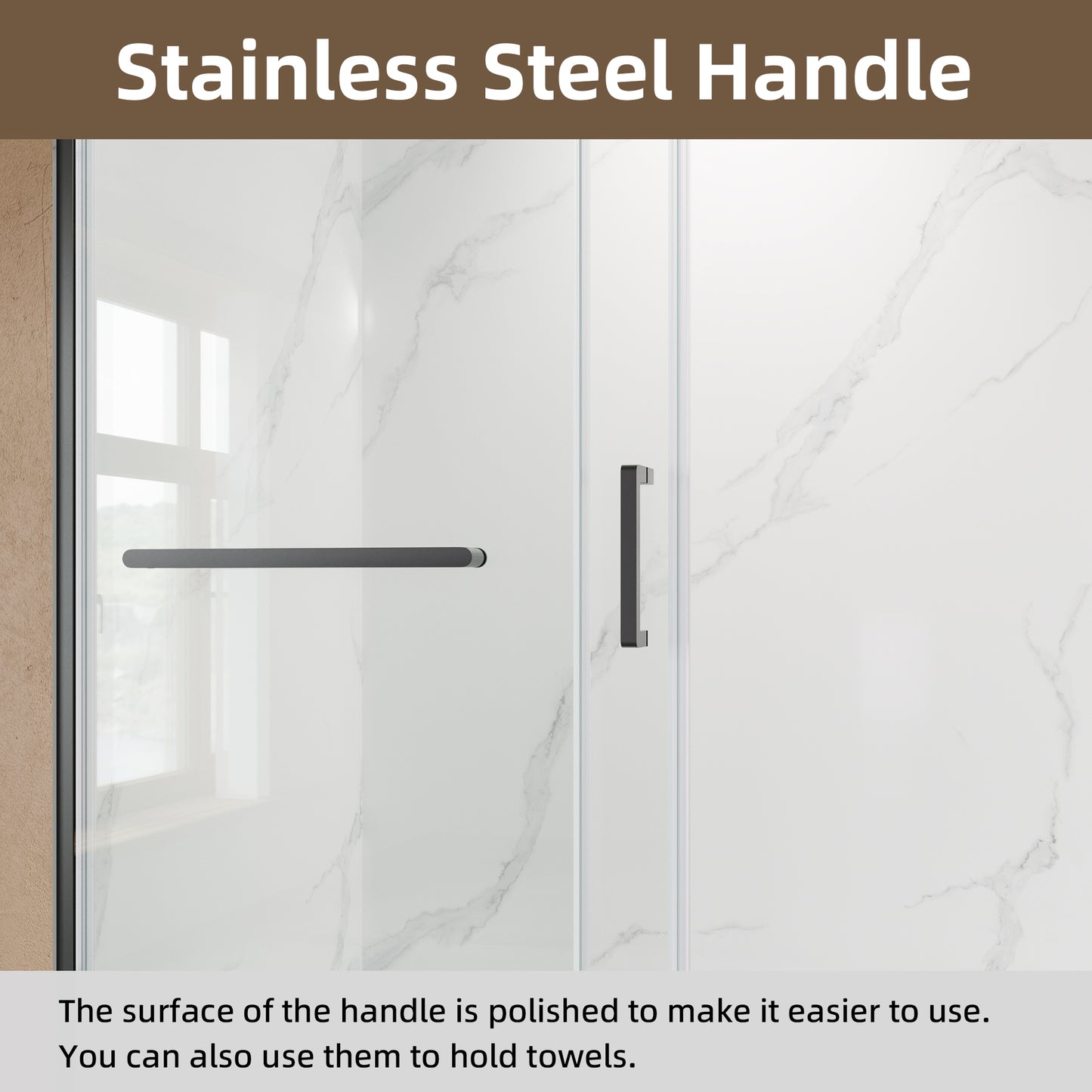 60" x 75" Semi-Framed Single Swing Shower Door with Tempered Glass Durable & Waterproof Perfect for Bathrooms