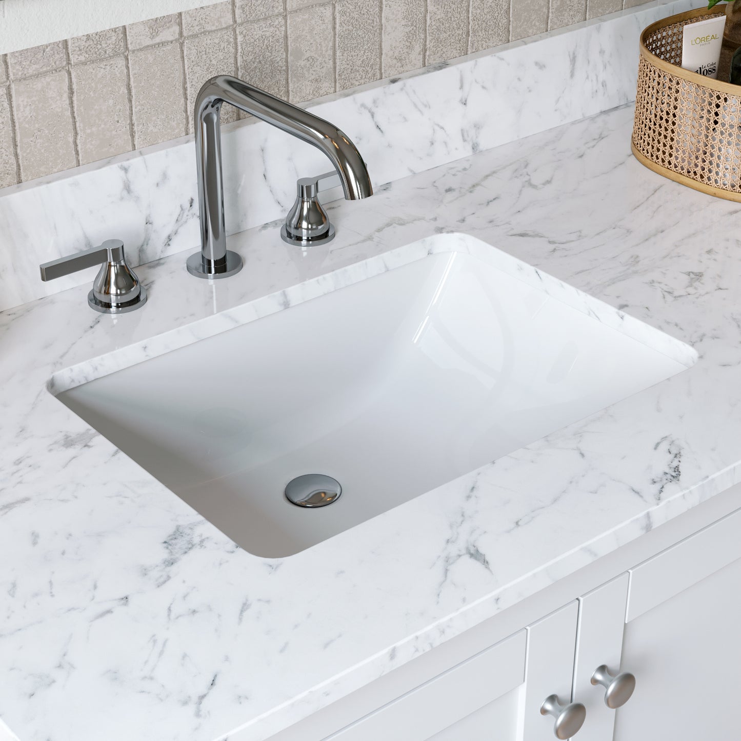 Solid Wood Frame Bathroom Vanity with Spacious Storage