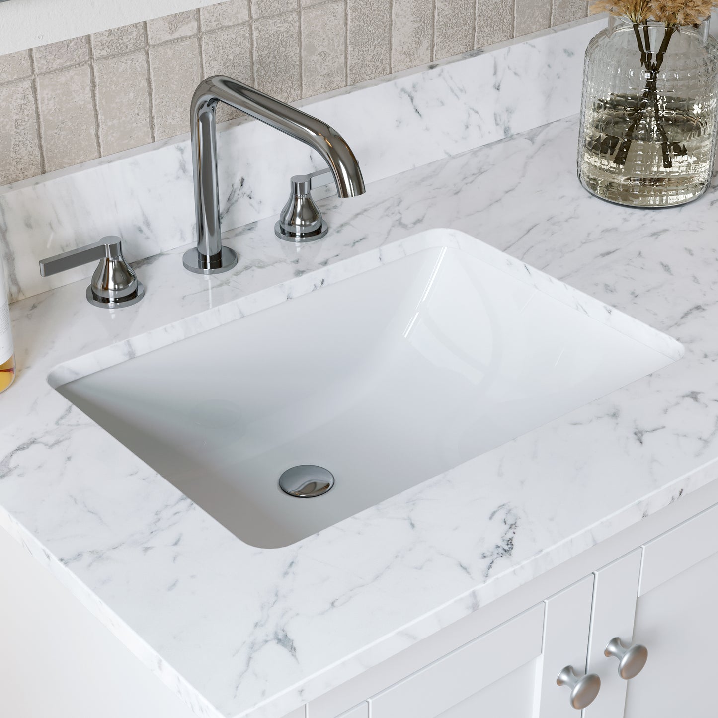 Solid Wood Frame Bathroom Vanity with Spacious Storage