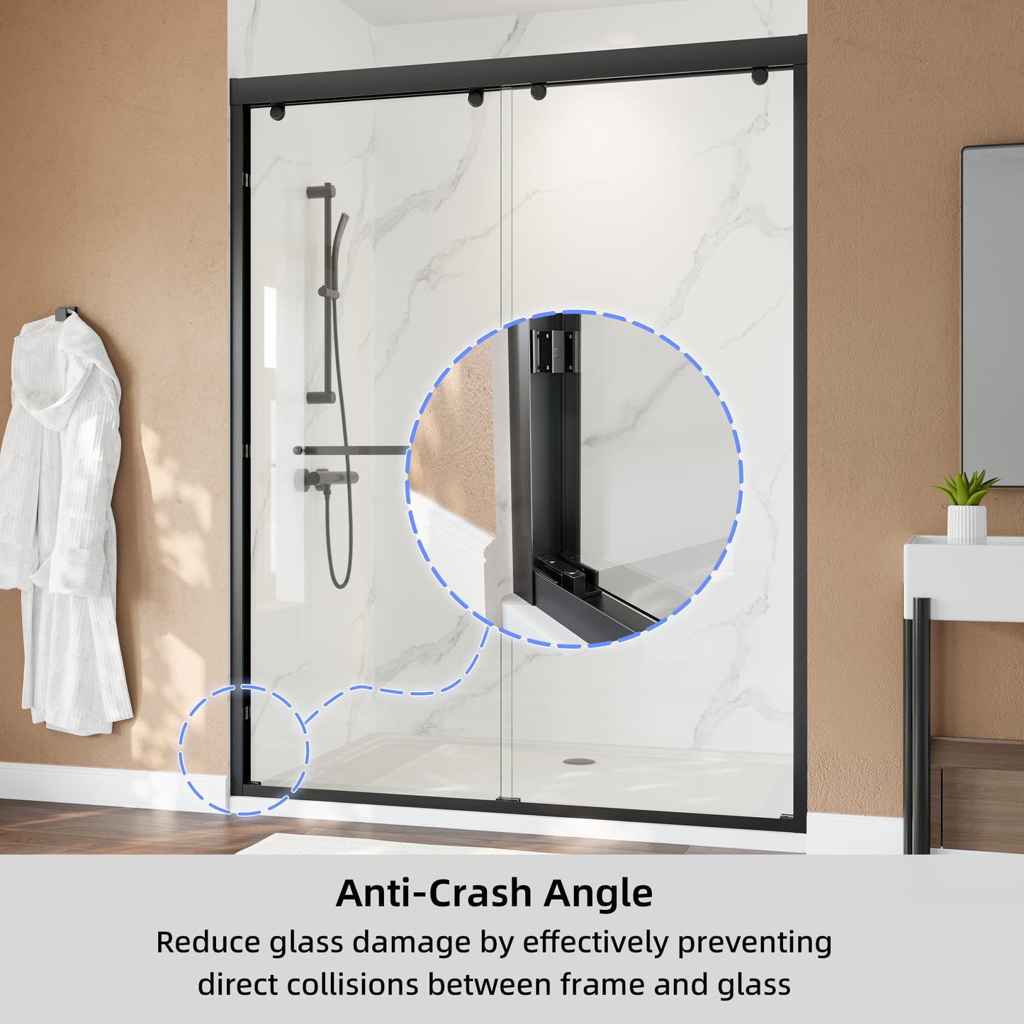 60" x 76" Double Sliding Shower Door with Tempered Glass Durable & Waterproof Perfect for Bathrooms