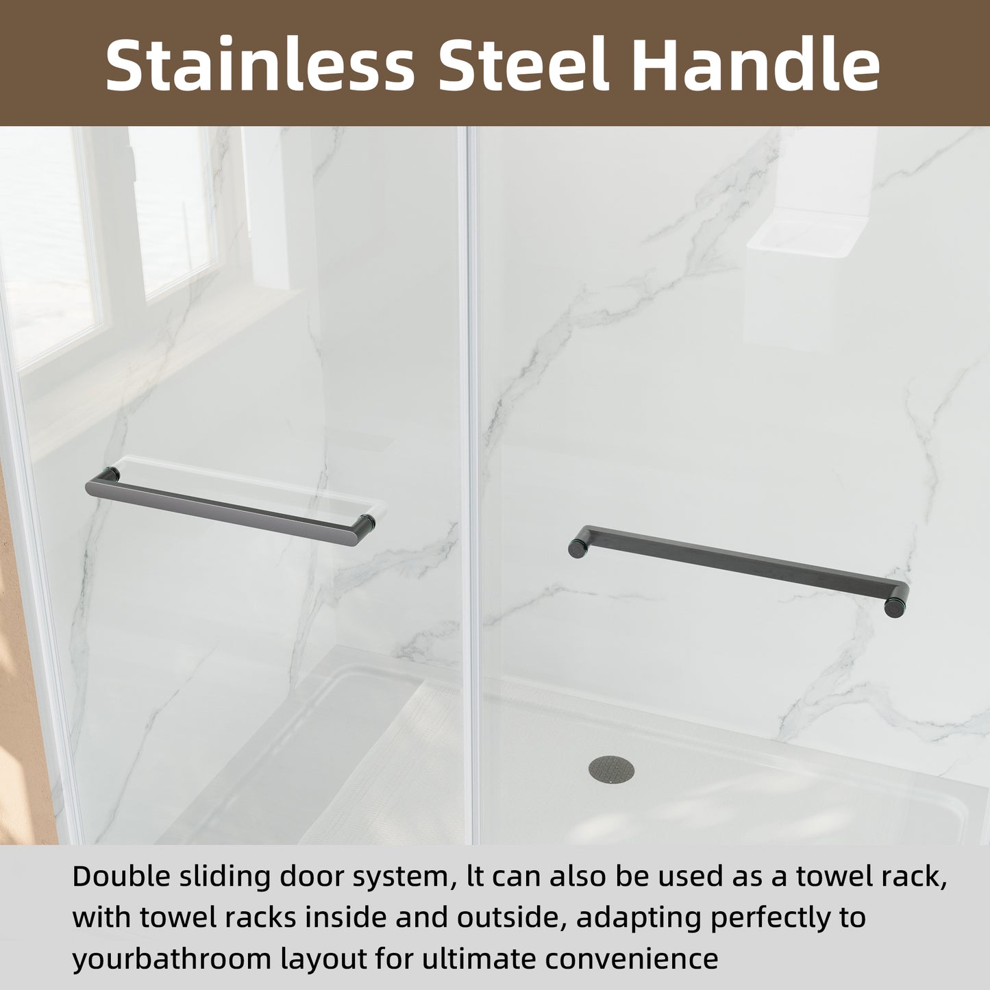 60" x 75" Frameless Double Sliding Shower Door with Tempered Glass Durable & Waterproof Perfect for Bathrooms