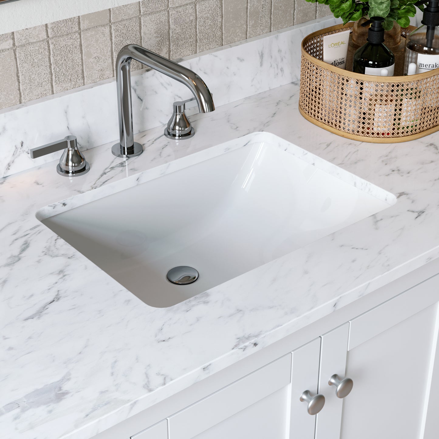 Solid Wood Frame Bathroom Vanity with Spacious Storage