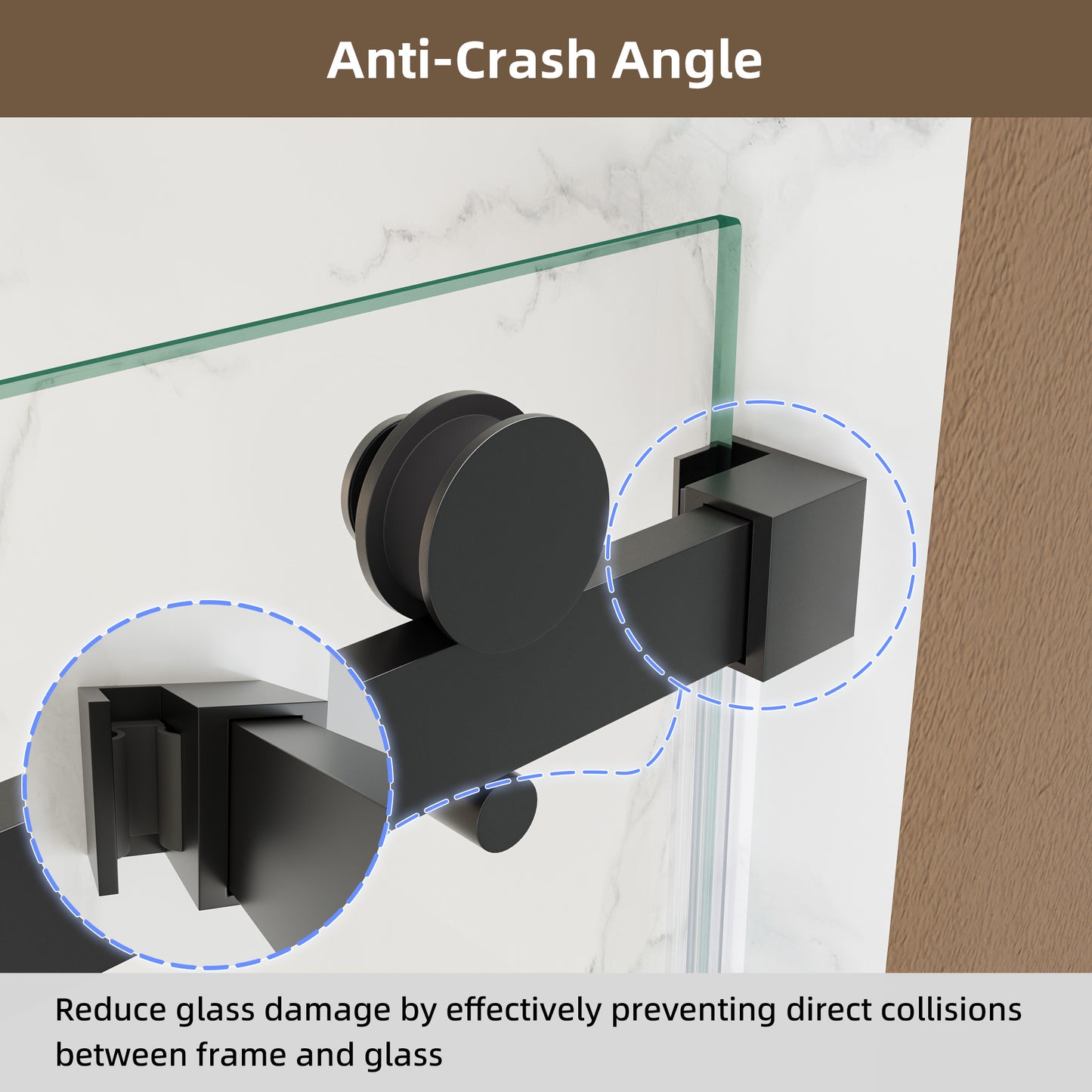 60" x 75" Semi-Framed Single Swing Shower Door with Tempered Glass Durable & Waterproof Perfect for Bathrooms