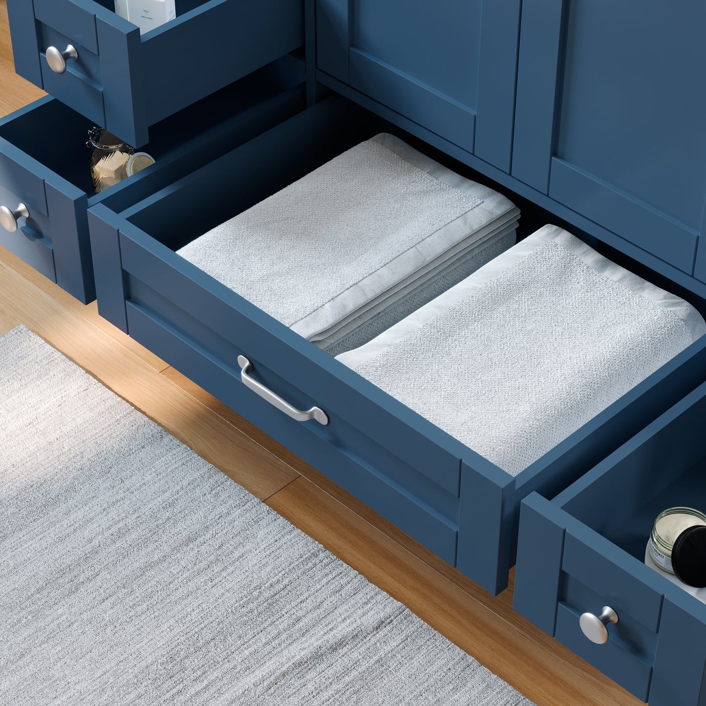 Solid Wood Frame Bathroom Vanity with Spacious Storage