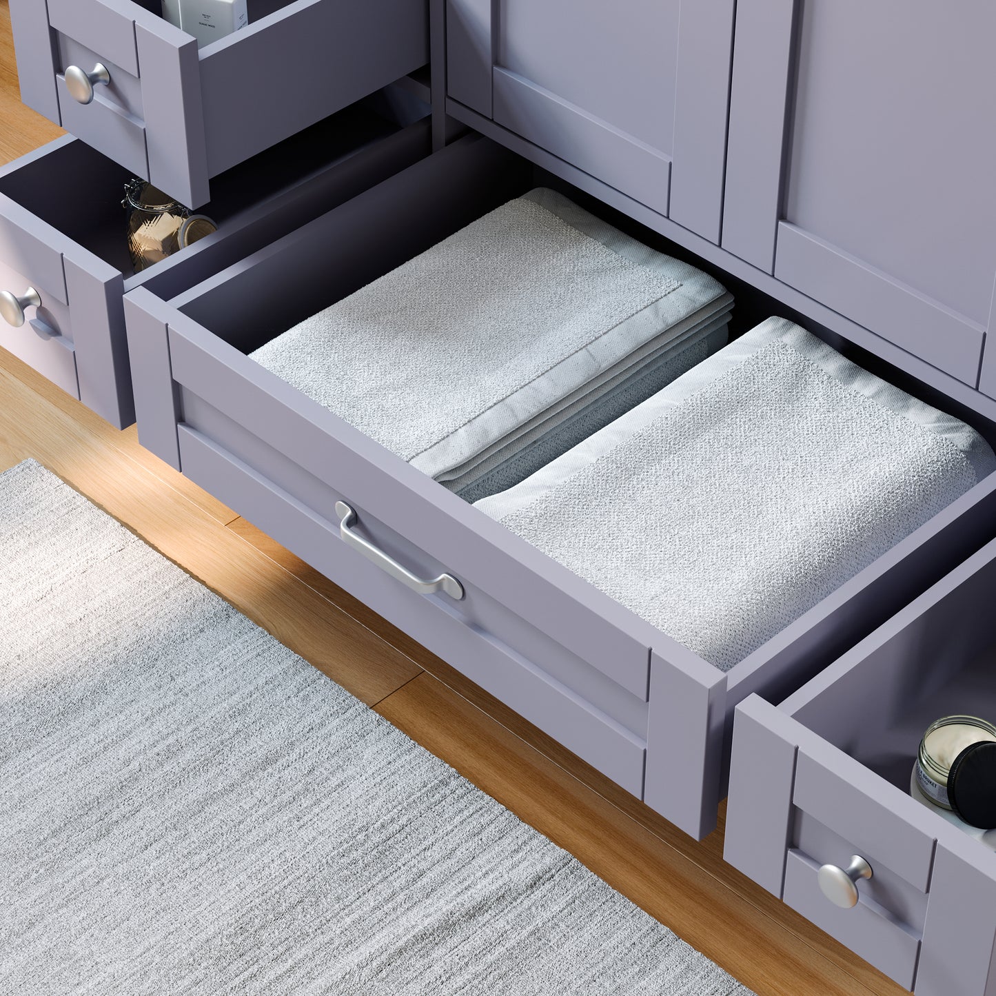 Solid Wood Frame Bathroom Vanity with Spacious Storage