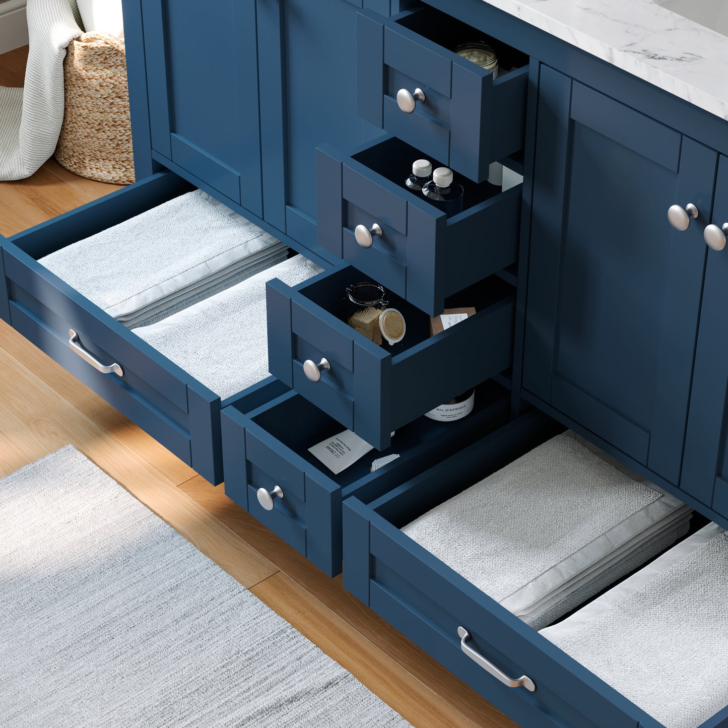 Solid Wood Frame Bathroom Vanity with Spacious Storage