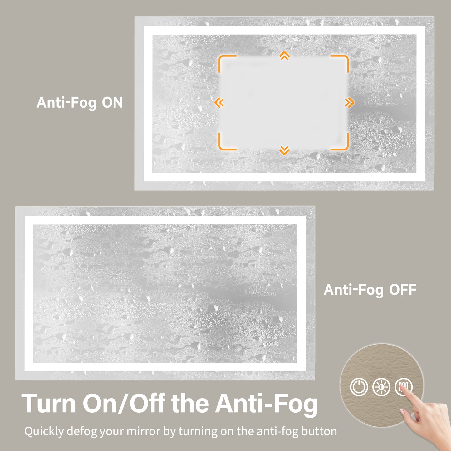 Wall Mounted LED Lighted Bathroom Mirror 55"x30", Anti-Fog, Memory Function, 3 Colors Dimmable