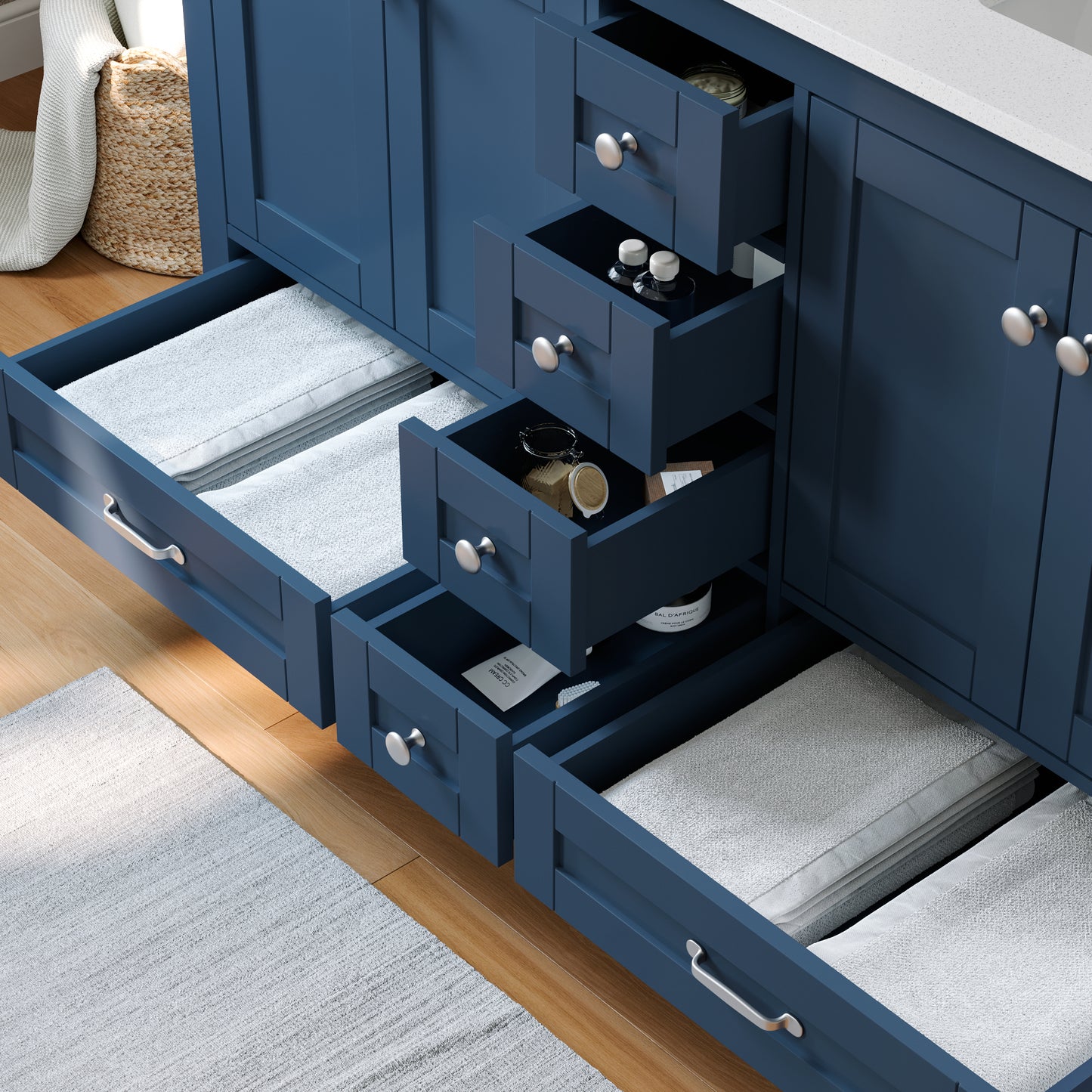 Solid Wood Frame Bathroom Vanity with Spacious Storage