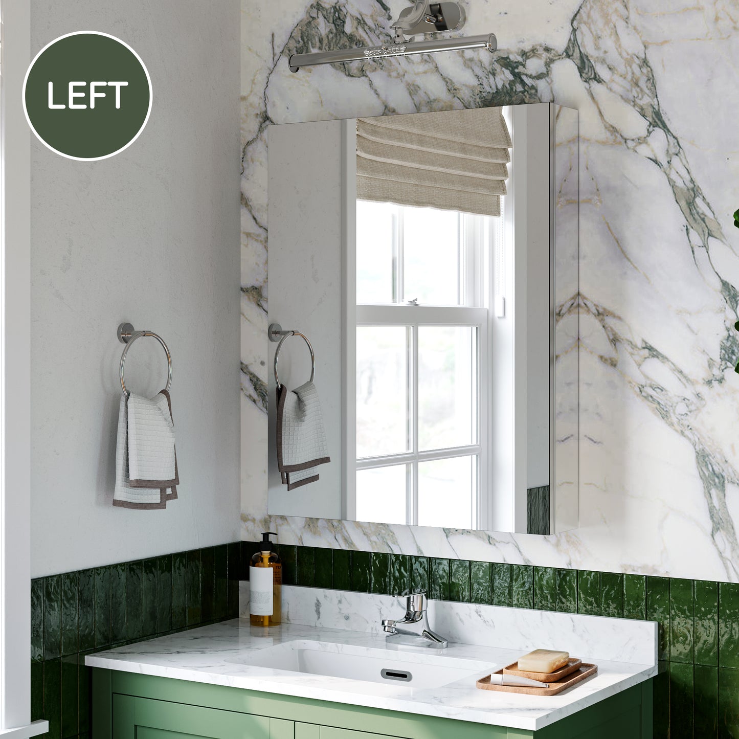 Premium Medicine Cabinet with Mirror – 24" x 30", Surface or Recessed Mount