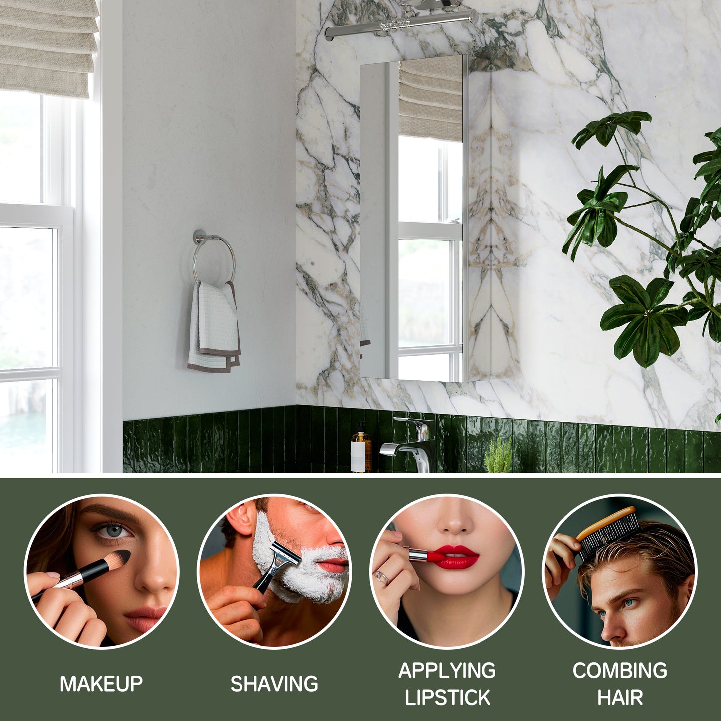 Premium Medicine Cabinet with Mirror – 12" x 30", Surface or Recessed Mount