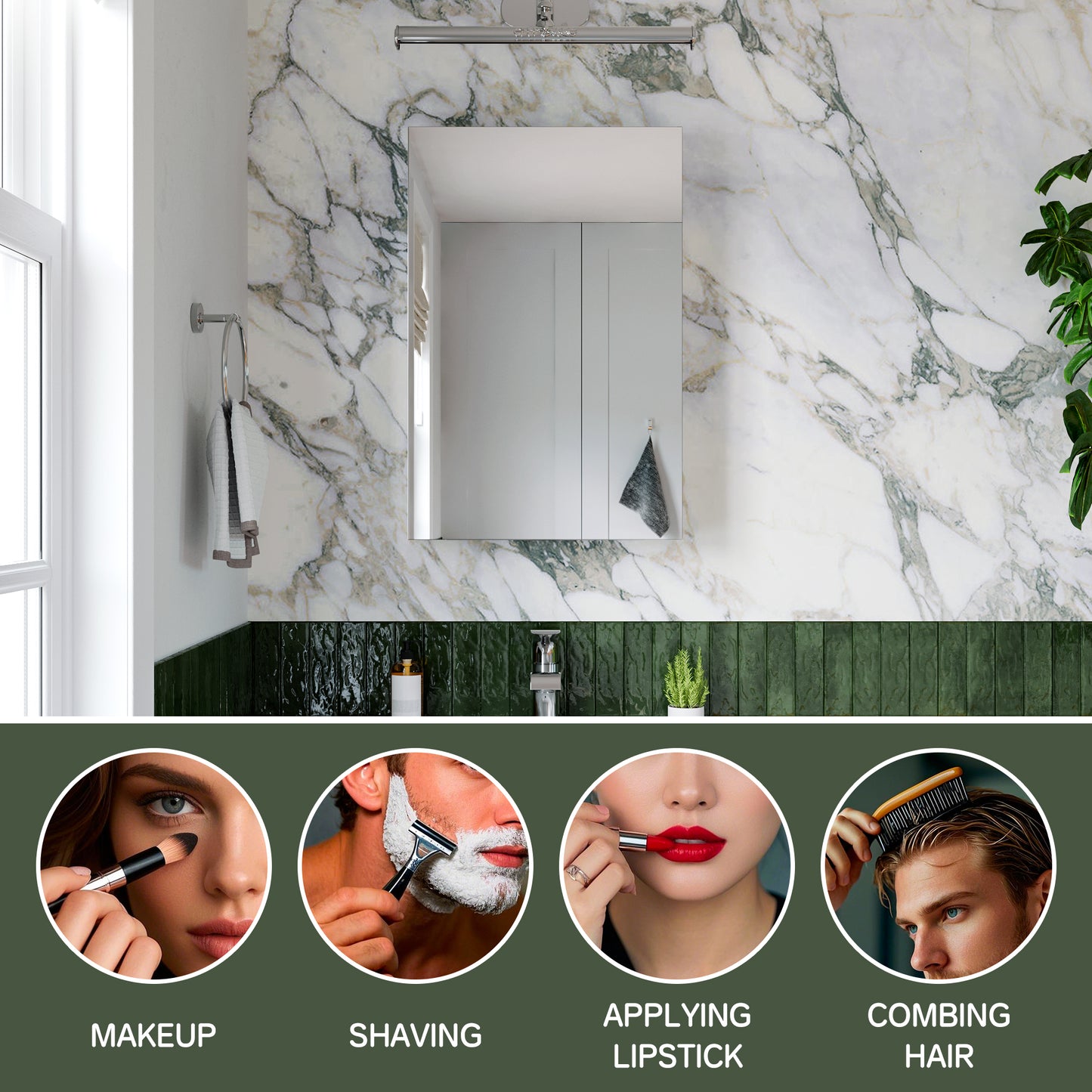 Premium Medicine Cabinet with Mirror – 16" x 24", Surface or Recessed Mount