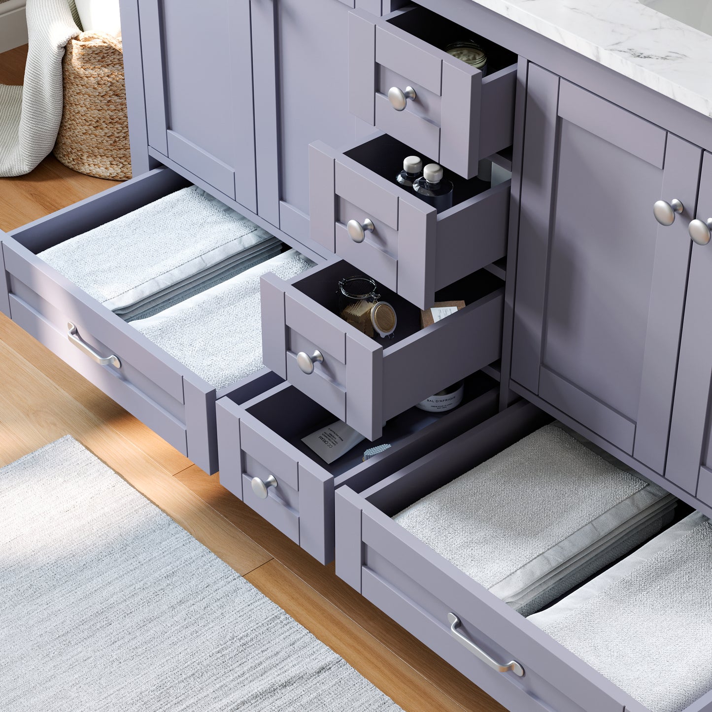 Solid Wood Frame Bathroom Vanity with Spacious Storage